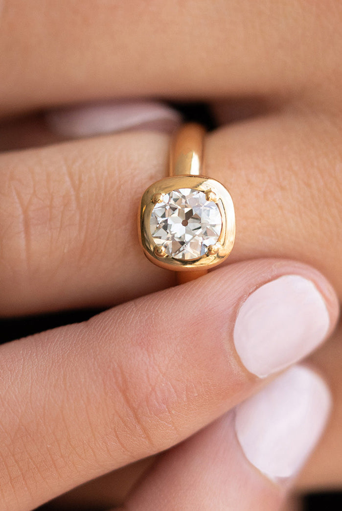 1.86CT Bezel Set Round Moissanite Diamond Solitaire Engagement Ring
