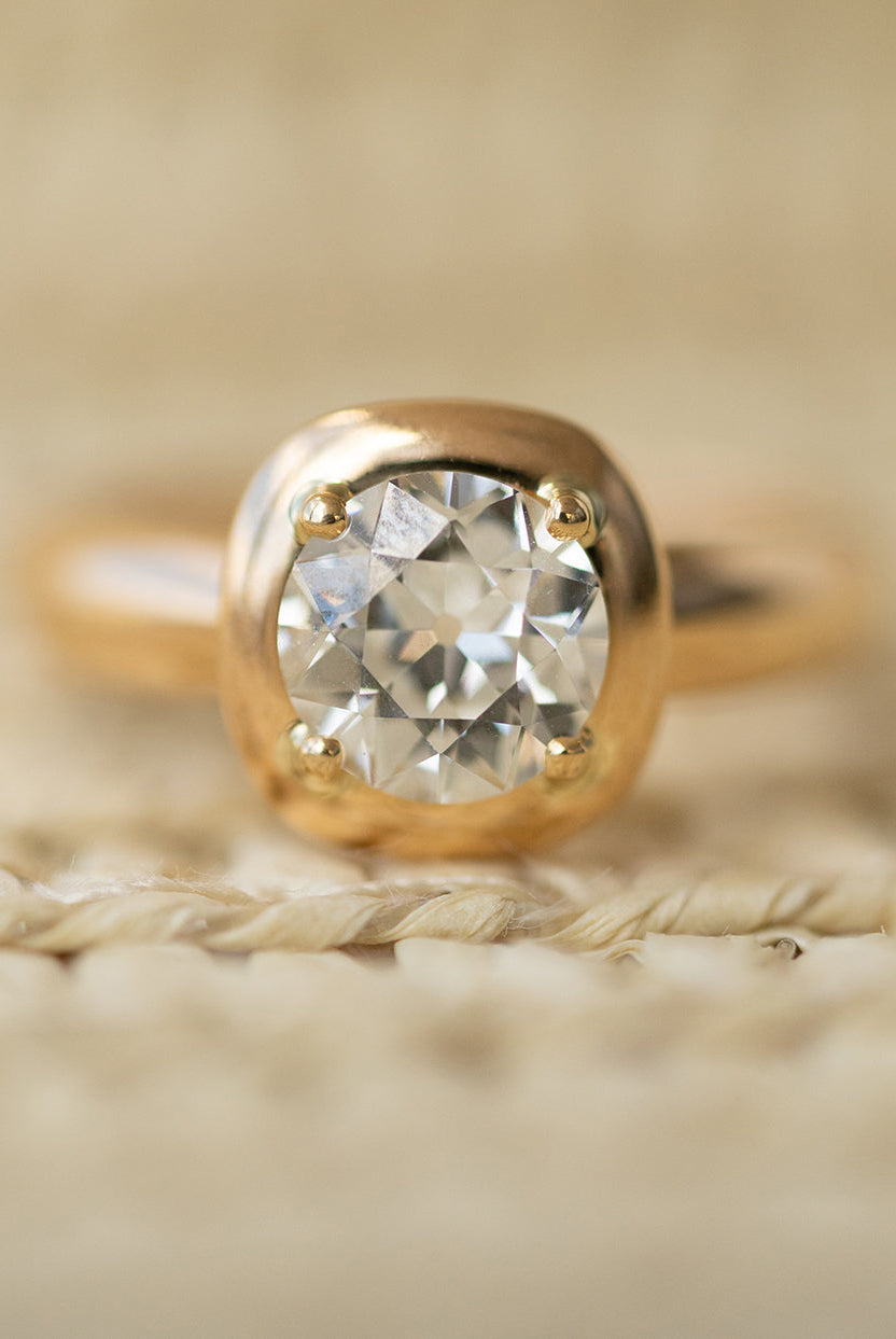 1.86CT Bezel Set Round Moissanite Diamond Solitaire Engagement Ring