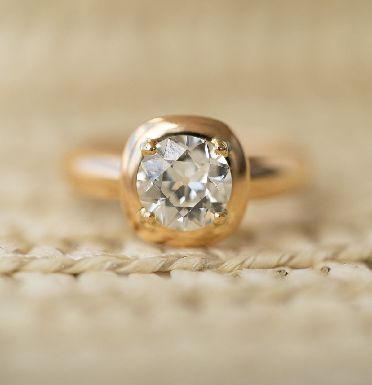 1.86CT Bezel Set Round Moissanite Diamond Solitaire Engagement Ring