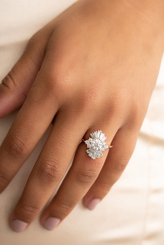 2.44CT Round Cluster Moissanite Diamond Solitaire Engagement Ring