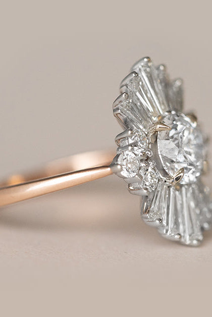 2.44CT Round Cluster Moissanite Diamond Solitaire Engagement Ring