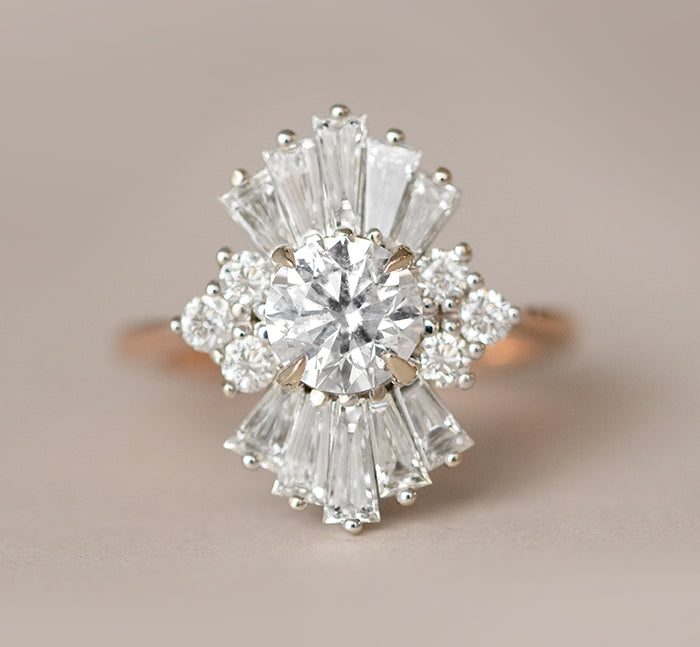 2.44CT Round Cluster Moissanite Diamond Solitaire Engagement Ring