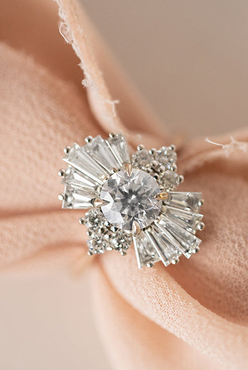 2.44CT Round Cluster Moissanite Diamond Solitaire Engagement Ring