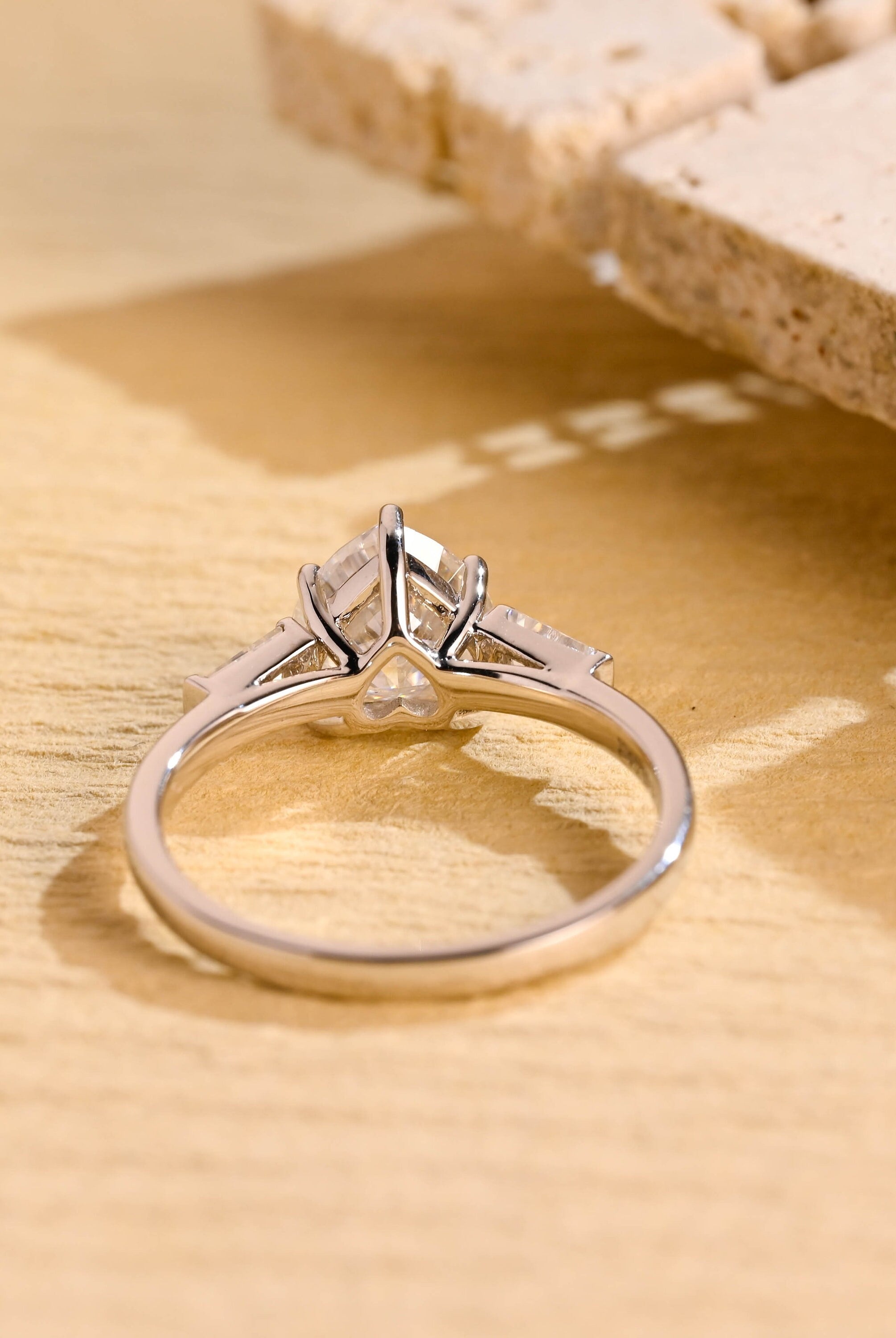 Three Stone Moissanite Engagement Ring