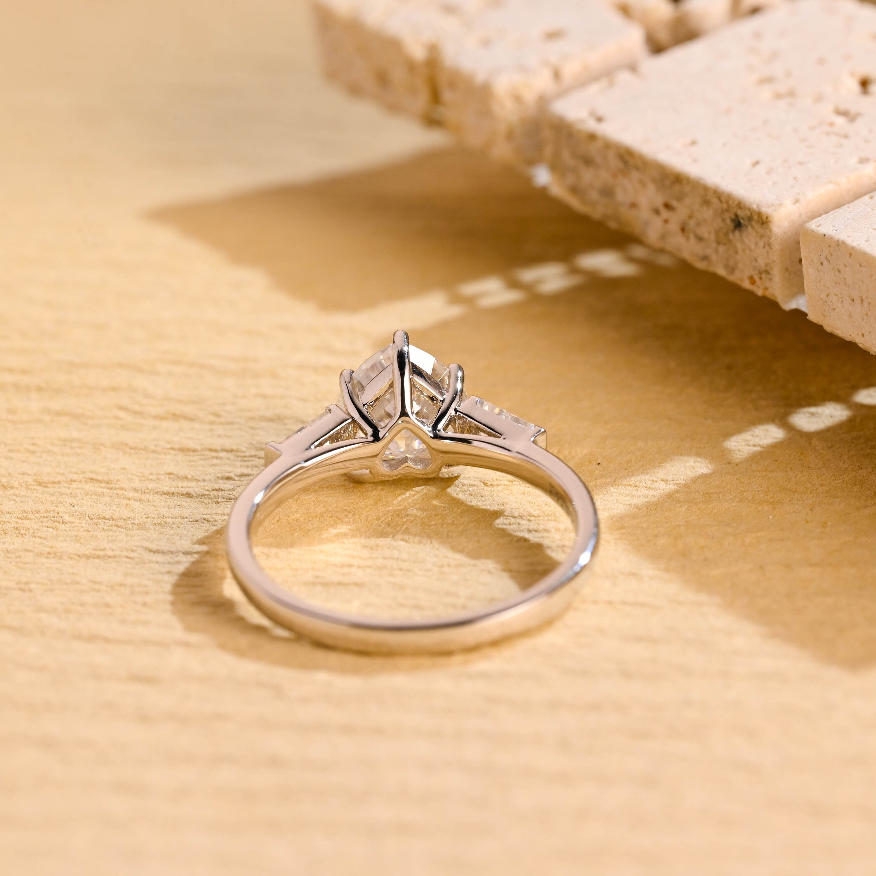 Three Stone Moissanite Engagement Ring