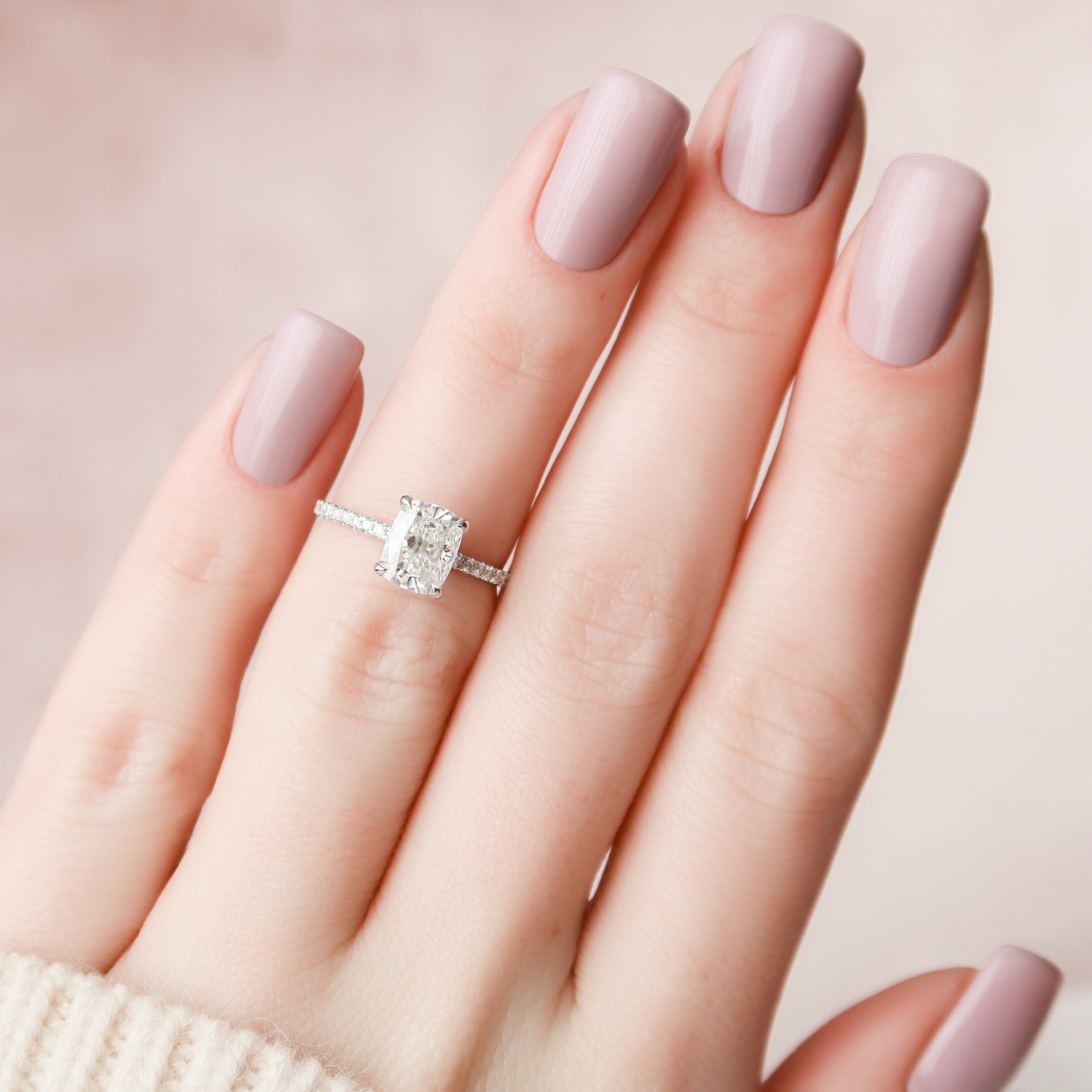 Cushion Moissanite Diamond Ring