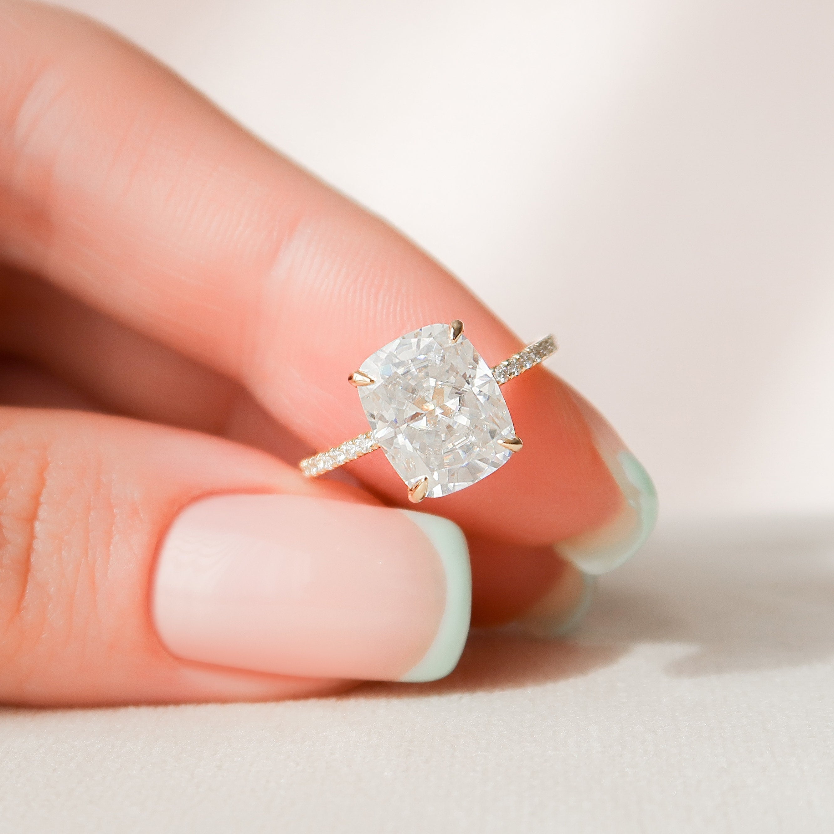 Pave Moissanite Engagement Ring
