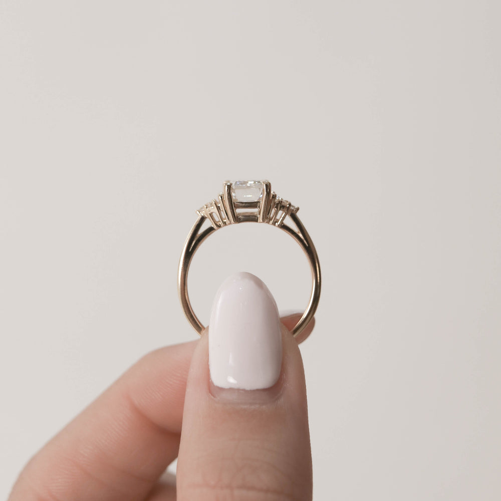 1.70ct Emerald Cut Diamond Cluster Moissanite Engagement Ring