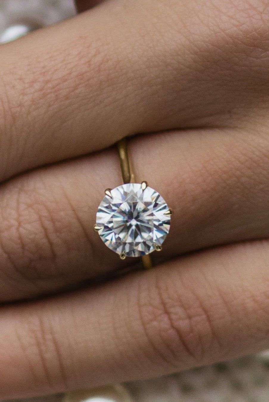 3.0CT Round Cut 6 Prongs Moissanite Solitaire Engagement Ring