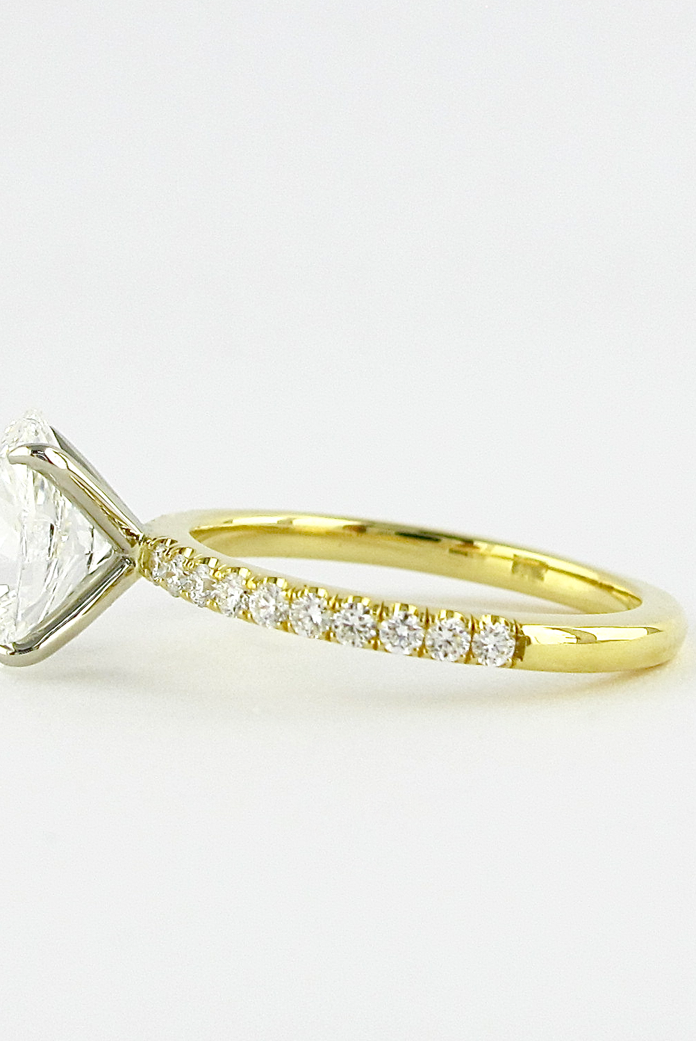 1.33CT Oval Pave Moissanite Diamond Four prong Engagement Ring in 14K Yellow Gold