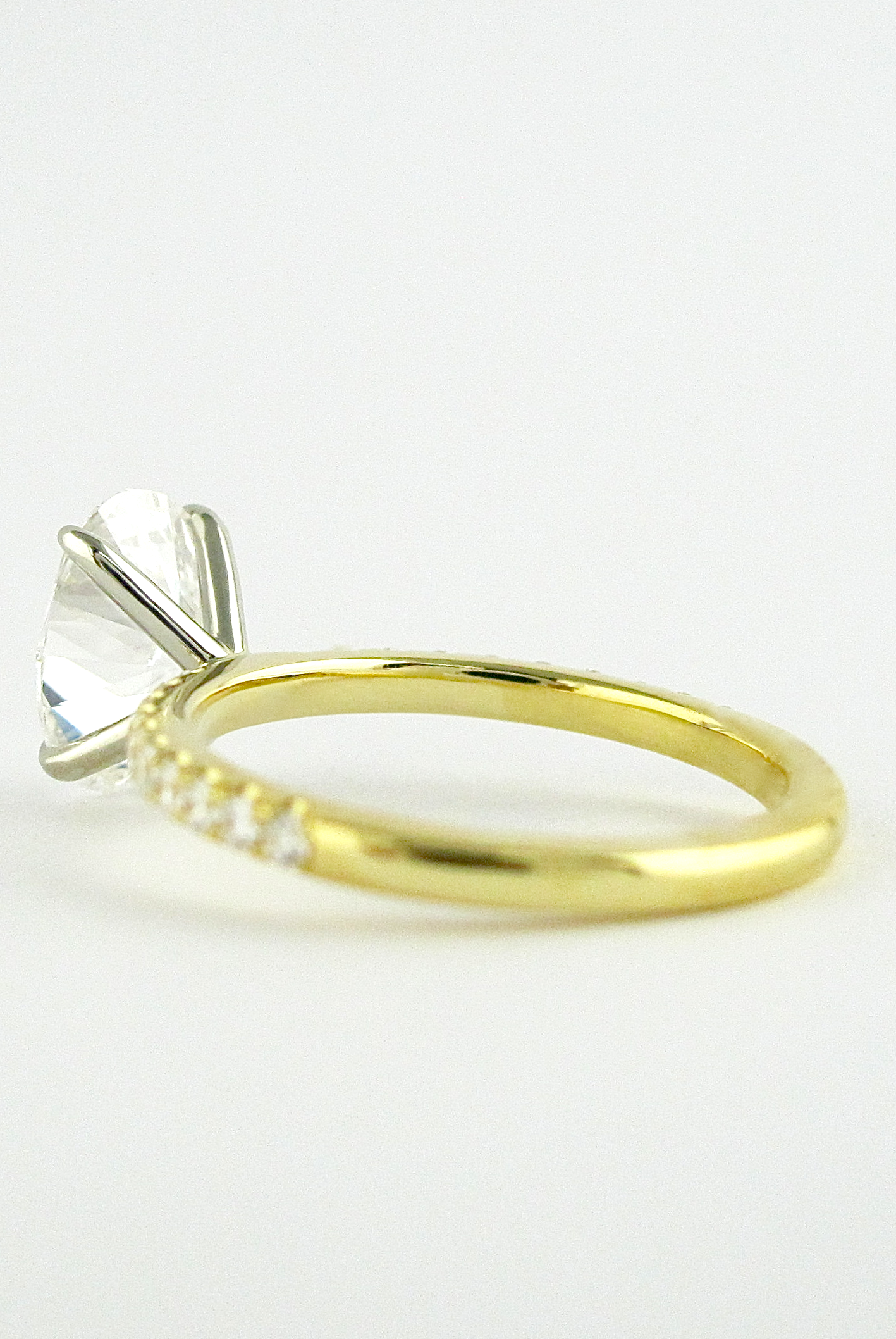 1.33CT Oval Pave Moissanite Diamond Four prong Engagement Ring in 14K Yellow Gold