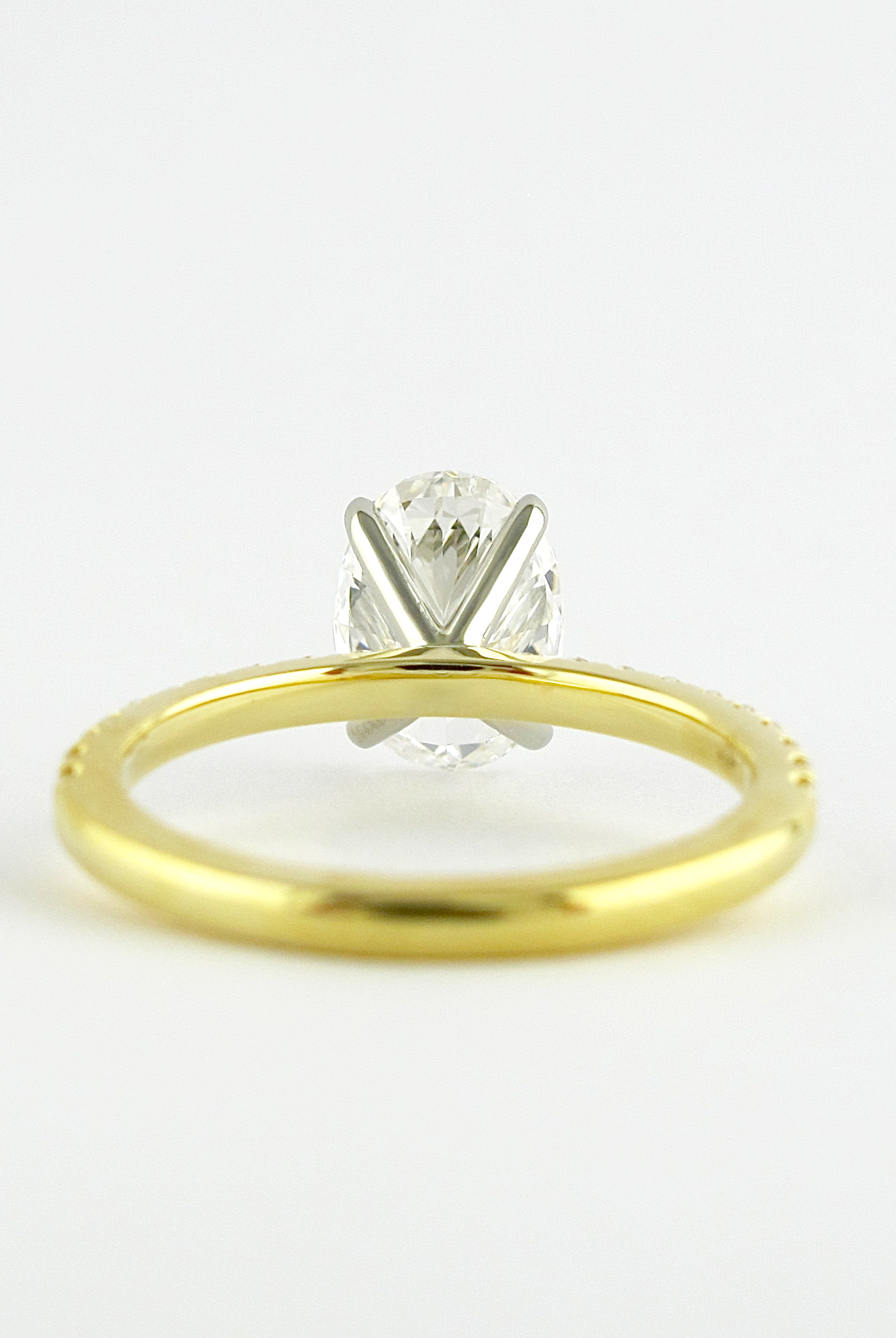 1.33CT Oval Pave Moissanite Diamond Four prong Engagement Ring in 14K Yellow Gold