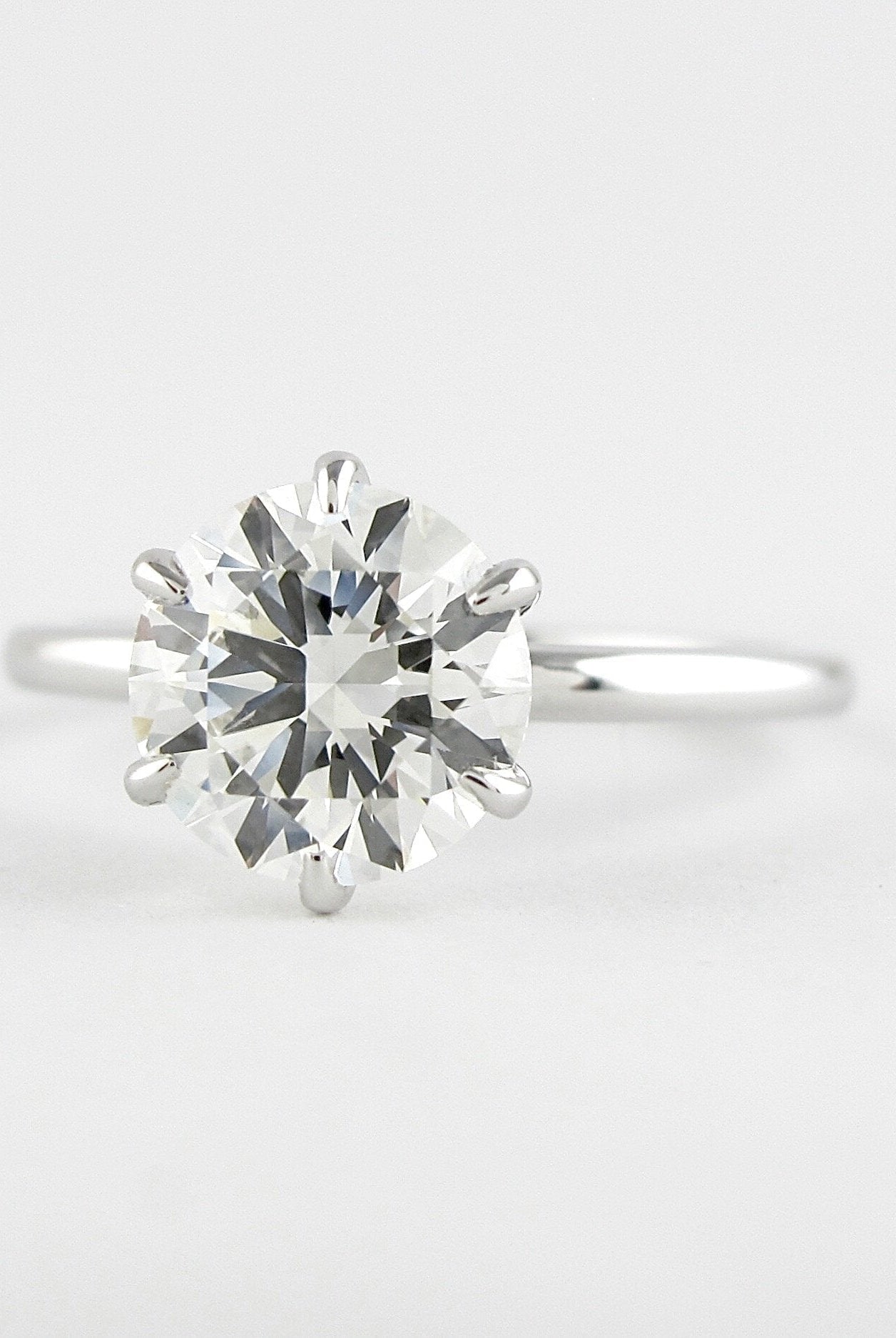 1.0CT Round Six Prong Moissanite Diamond Solitaire Engagement Ring For Women