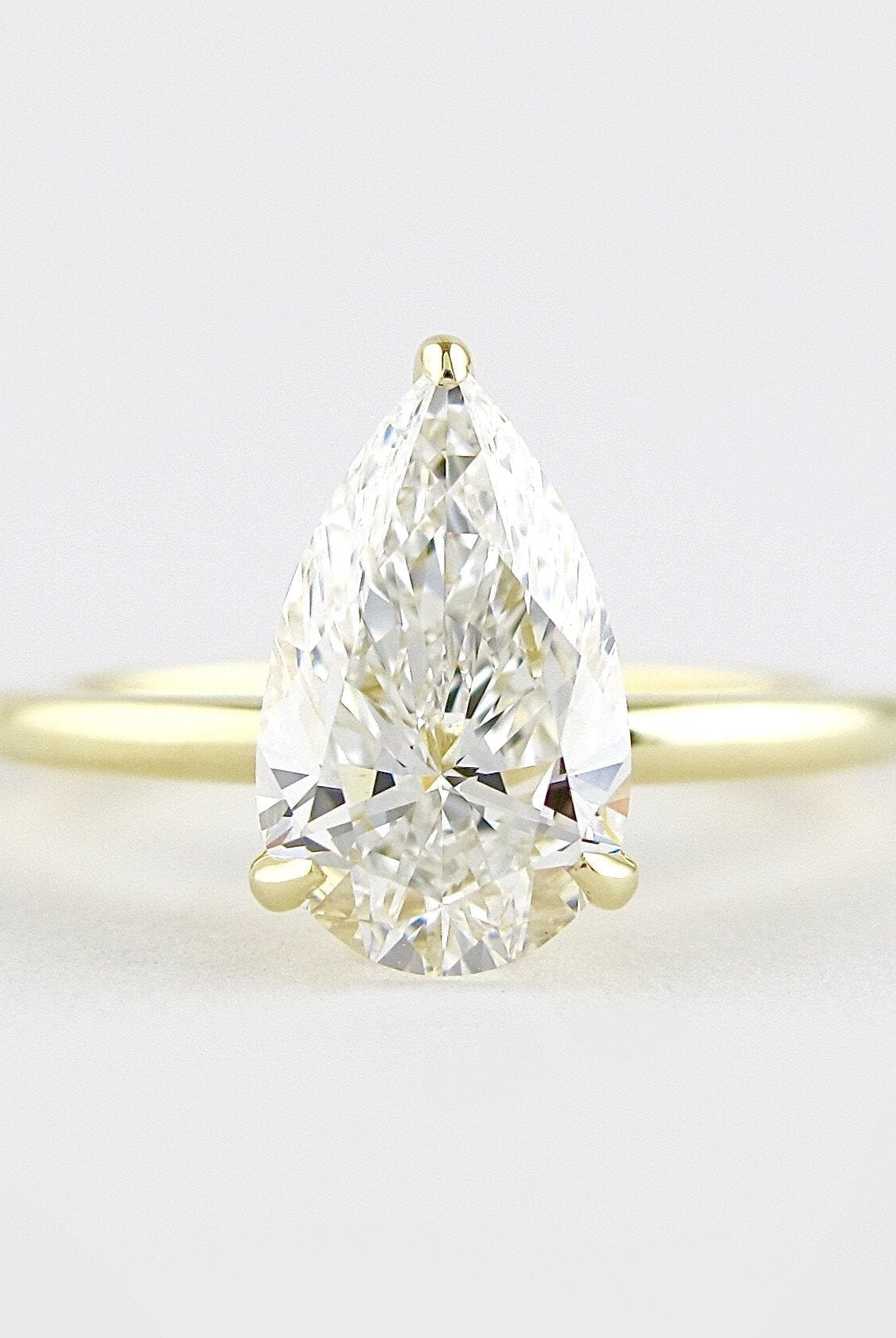 1.50CT Pear Hidden Halo Moissanite Diamond Solitaire Engagement Ring