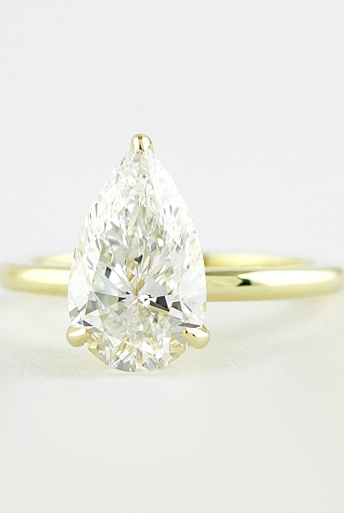 1.50CT Pear Hidden Halo Moissanite Diamond Solitaire Engagement Ring