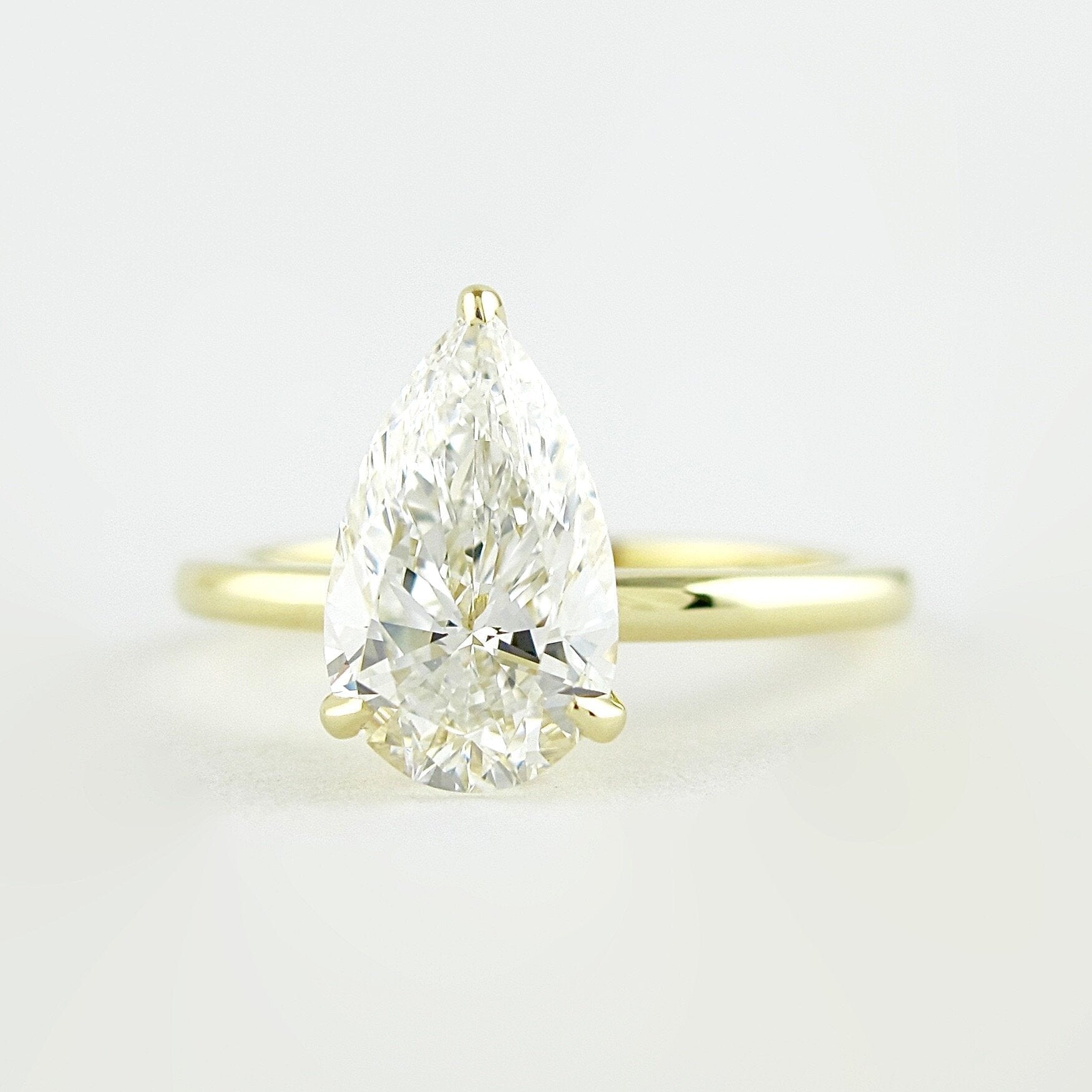 1.50CT Pear Hidden Halo Moissanite Diamond Solitaire Engagement Ring