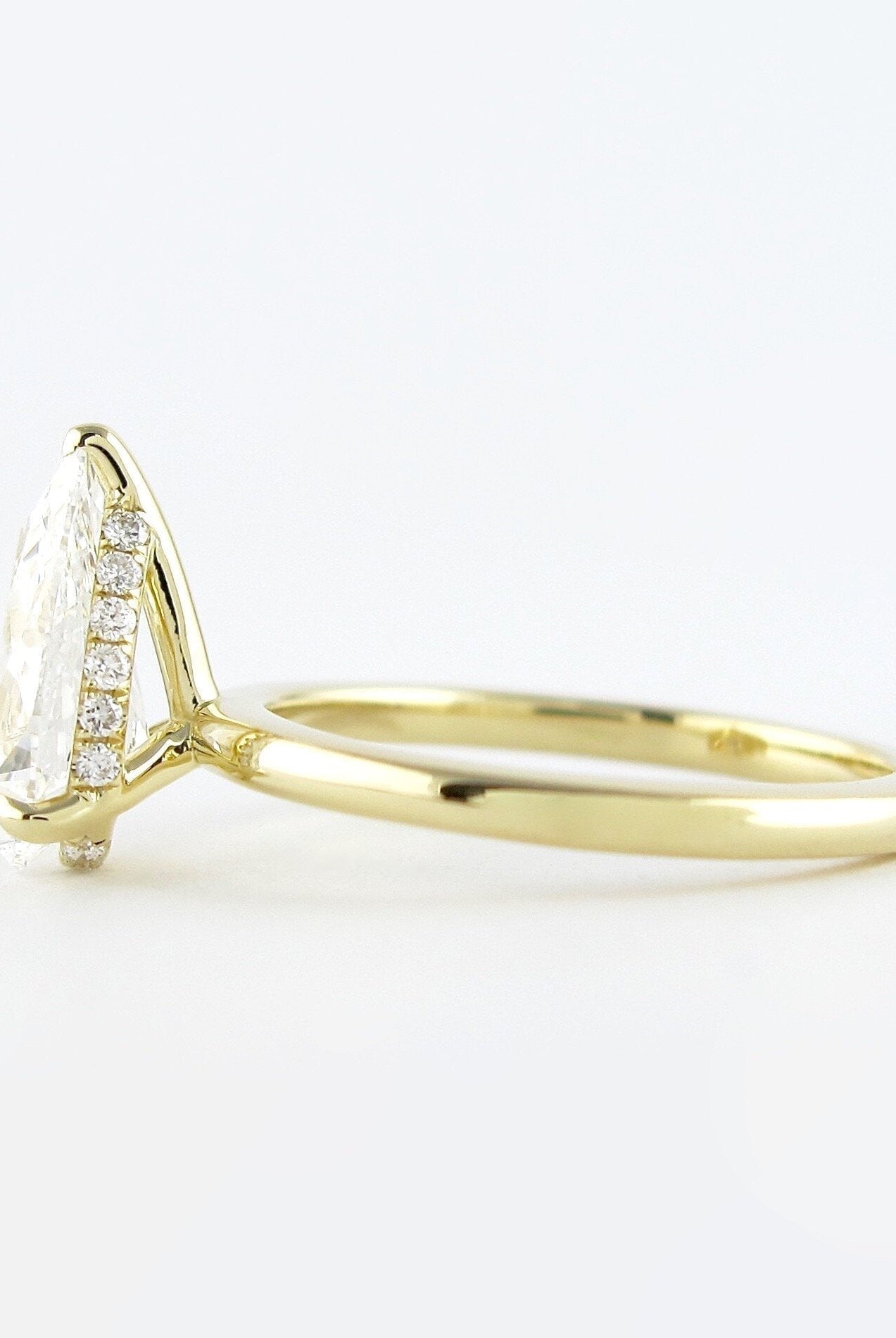 1.50CT Pear Hidden Halo Moissanite Diamond Solitaire Engagement Ring