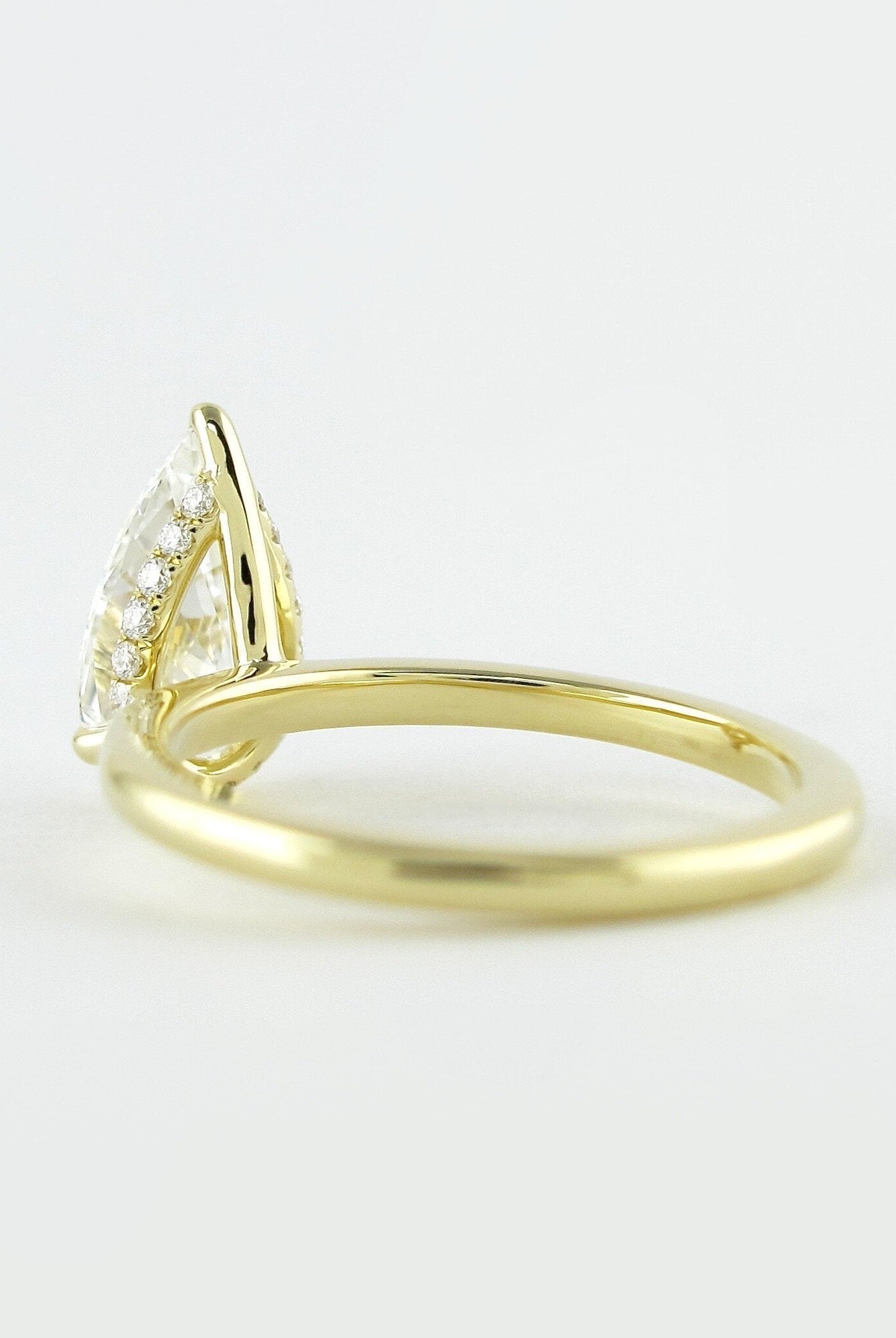 1.50CT Pear Hidden Halo Moissanite Diamond Solitaire Engagement Ring