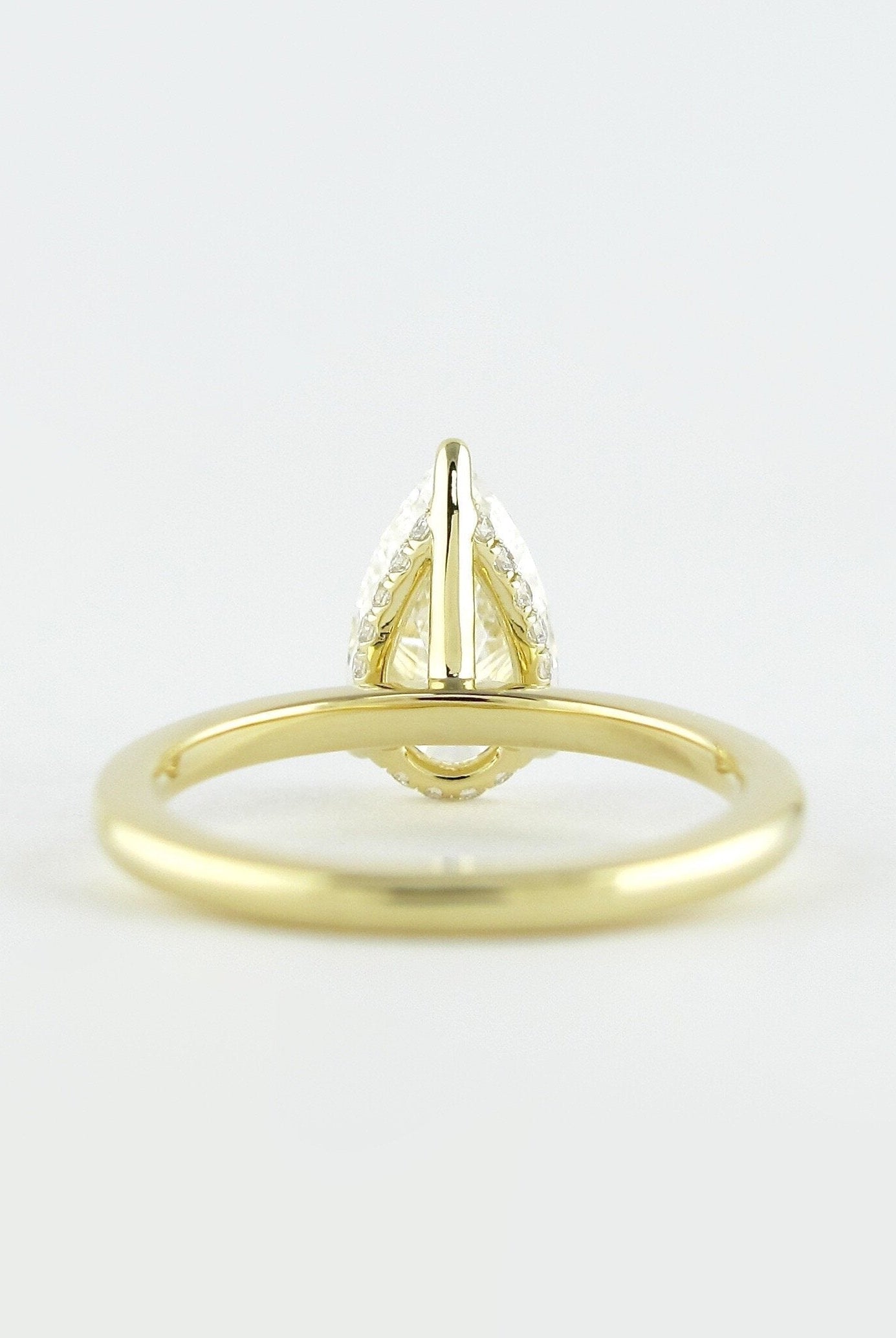 1.50CT Pear Hidden Halo Moissanite Diamond Solitaire Engagement Ring