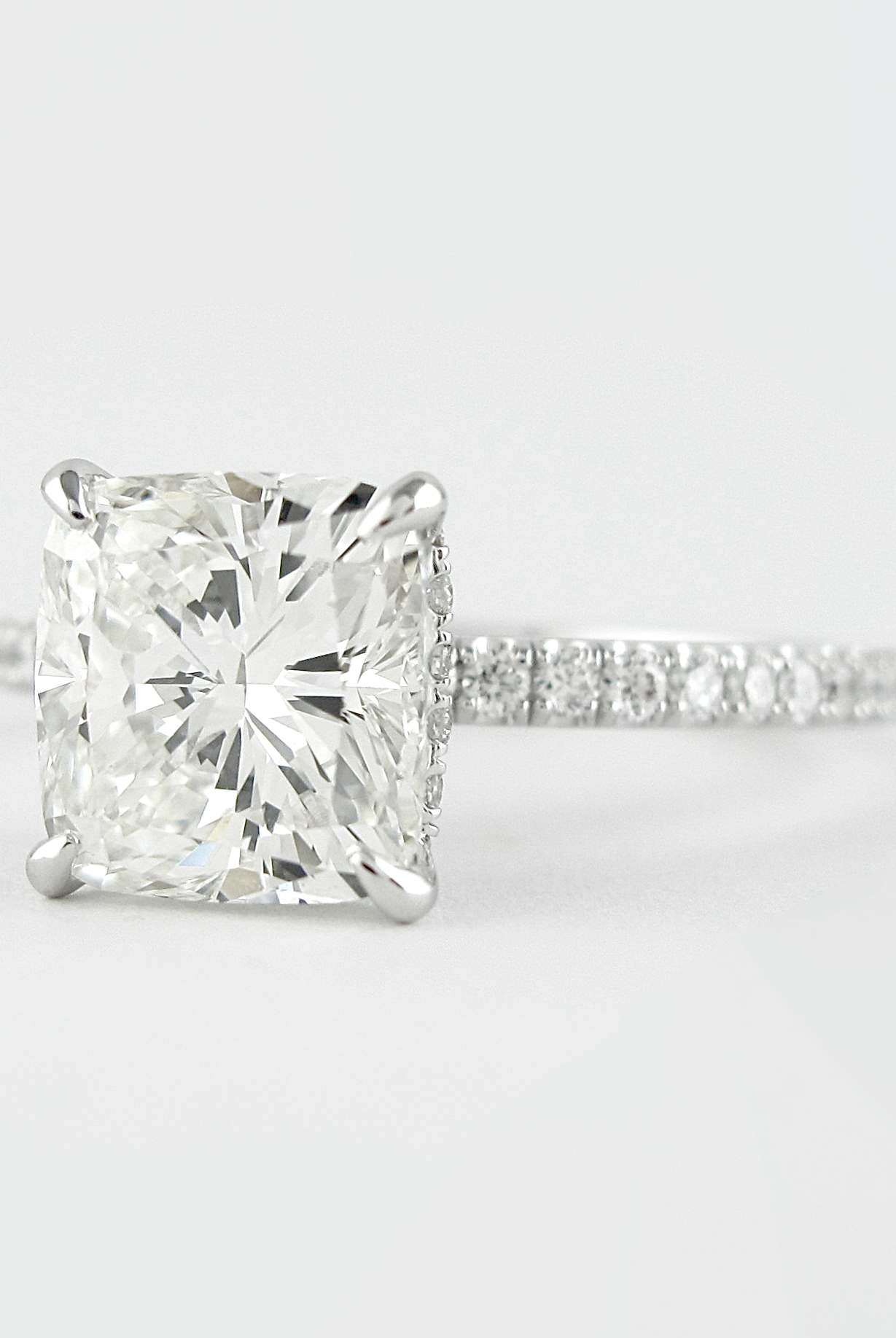 1.80CT Cushion Pave Moissanite Diamond Hidden Halo Engagement Ring