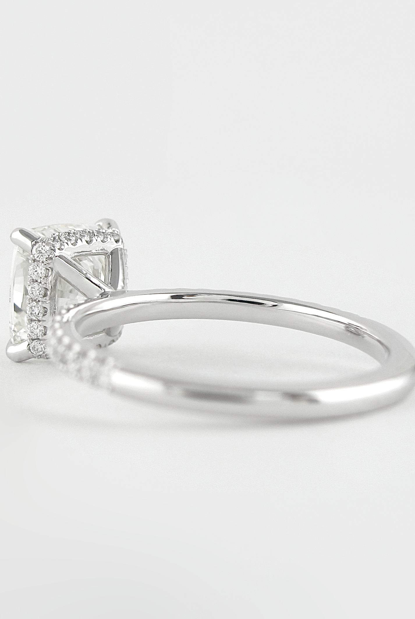1.80CT Cushion Pave Moissanite Diamond Hidden Halo Engagement Ring