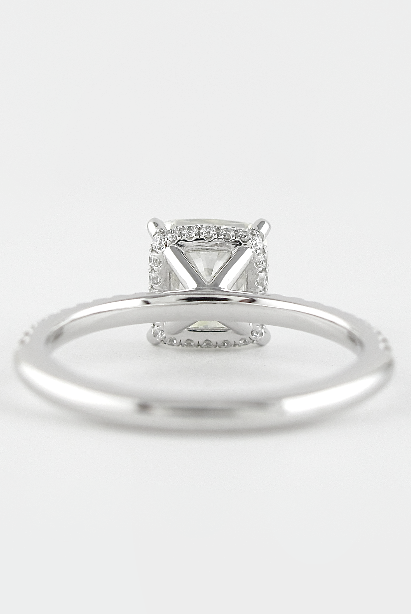 1.80CT Cushion Pave Moissanite Diamond Hidden Halo Engagement Ring