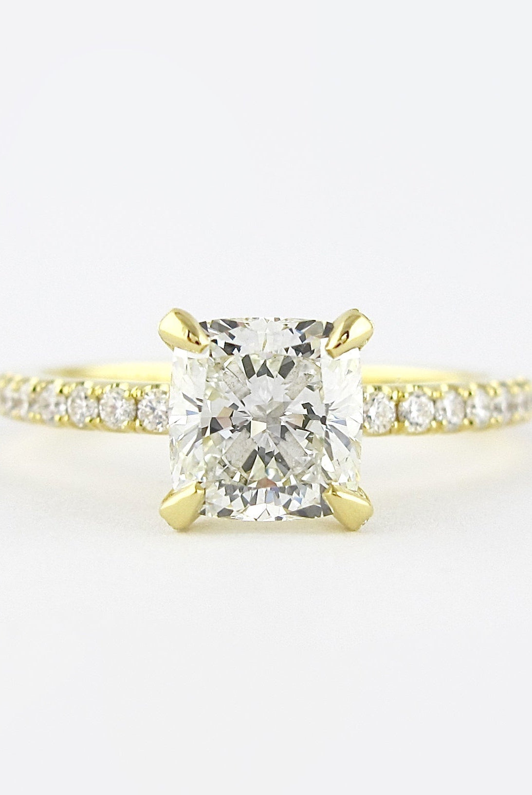 1.20CT Cushion Pave Moissanite Diamond Four Prong Engagement Ring For Women