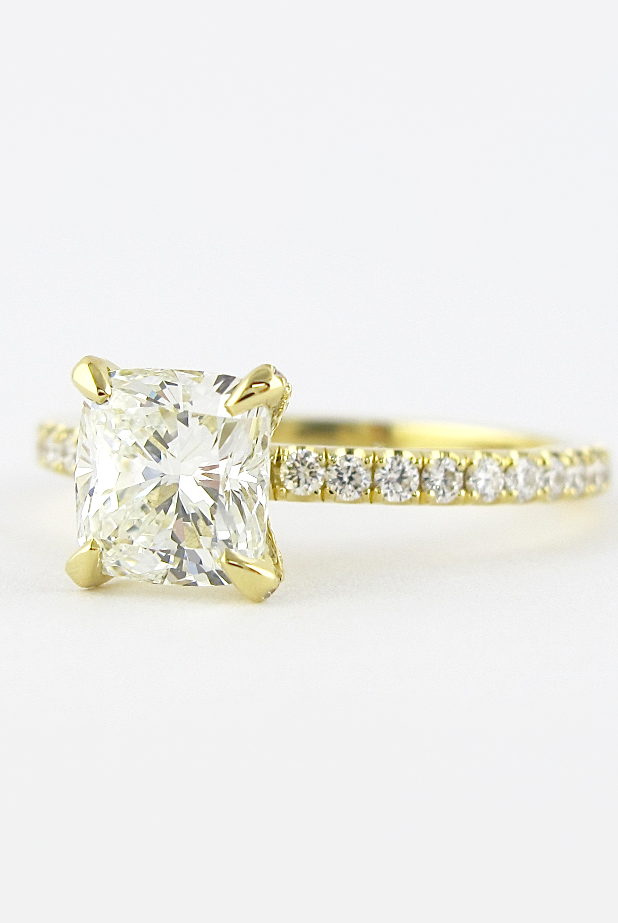 1.20CT Cushion Pave Moissanite Diamond Four Prong Engagement Ring For Women