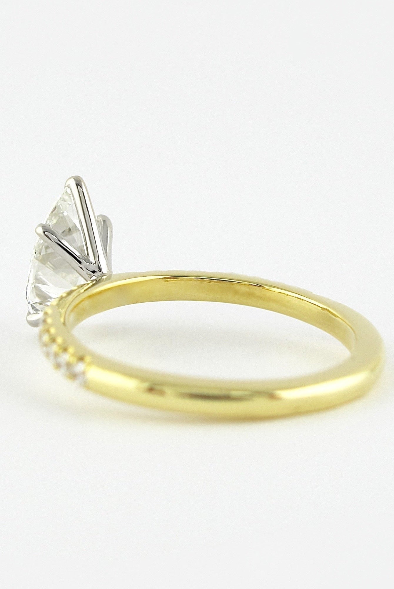 0.94CT Pear Pave Moissanite Diamond Five Prong Engagement Ring