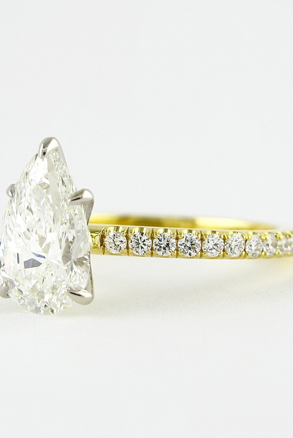 0.94CT Pear Pave Moissanite Diamond Five Prong Engagement Ring