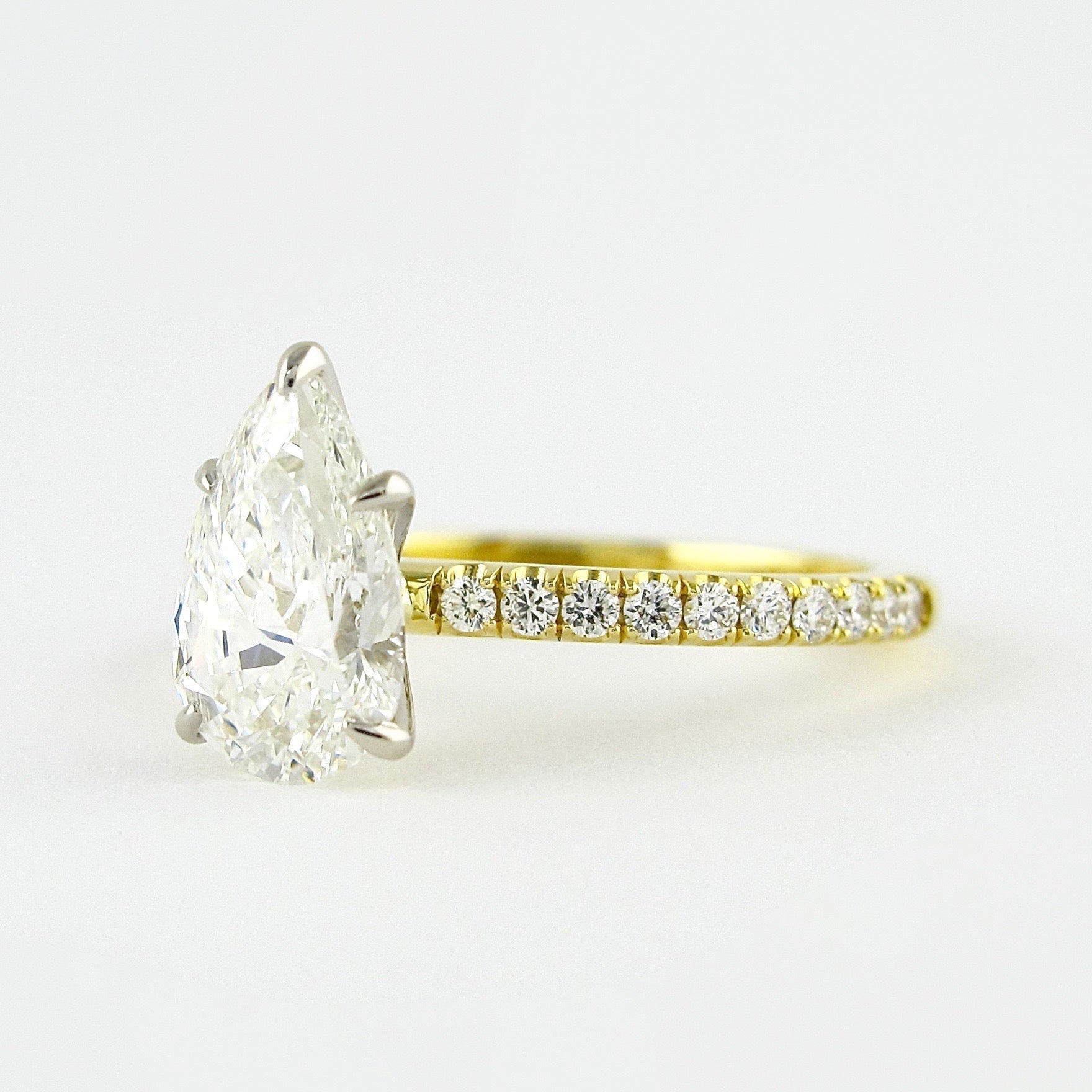 0.94CT Pear Pave Moissanite Diamond Five Prong Engagement Ring