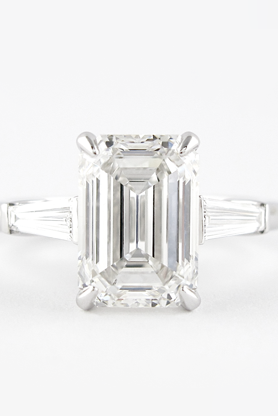 2.30CT Emerald Cut Three Stone Moissanite Diamond Engagement Ring In 14K White Gold