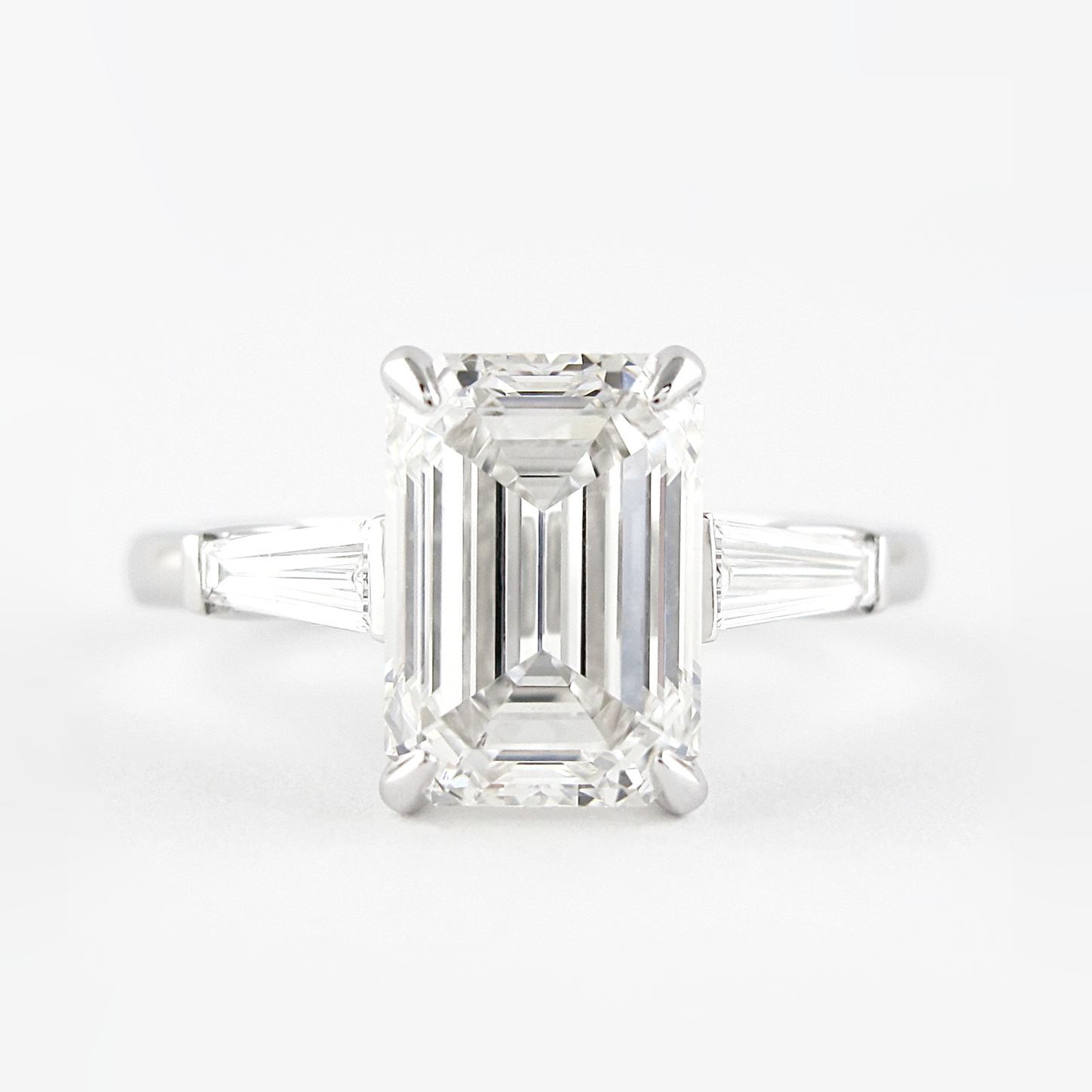 2.30CT Emerald Cut Three Stone Moissanite Diamond Engagement Ring In 14K White Gold