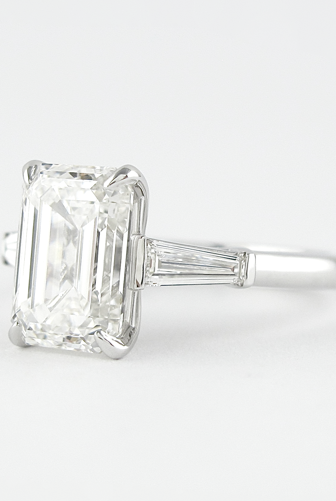 2.30CT Emerald Cut Three Stone Moissanite Diamond Engagement Ring In 14K White Gold