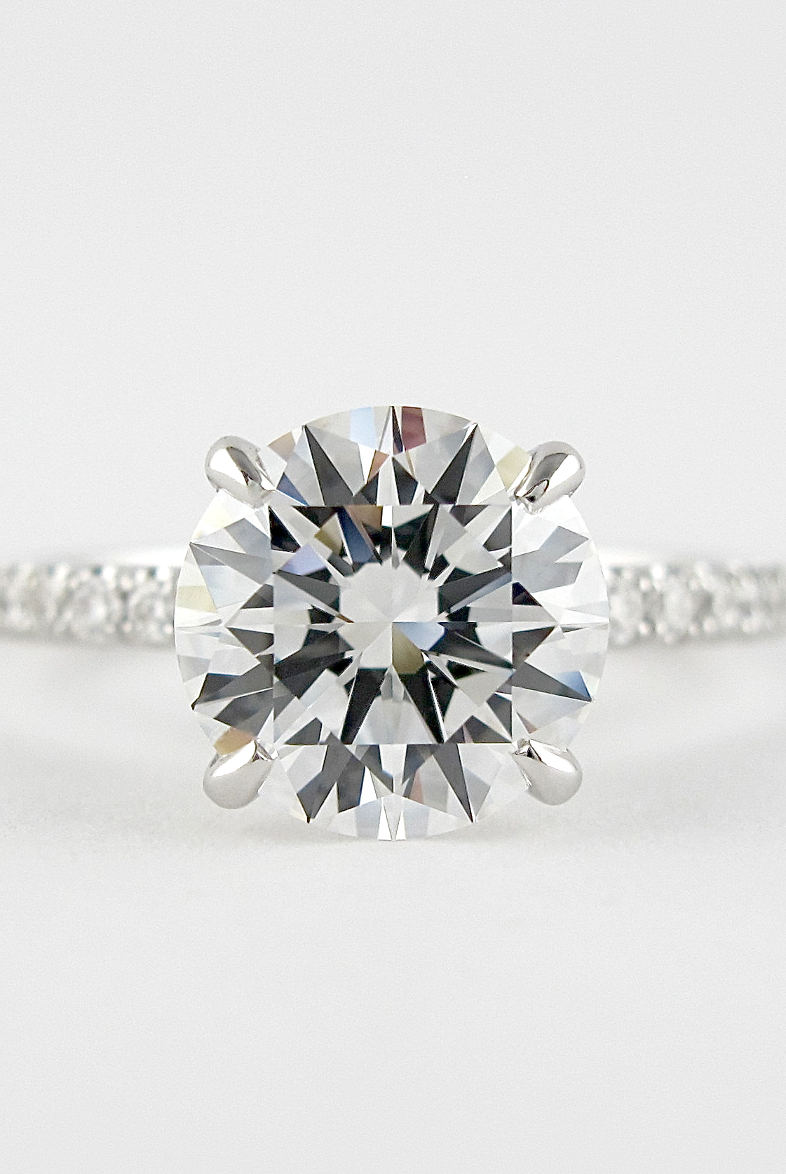 1.50CT Round Four Prong Moissanite Diamond Pave Engagement Ring