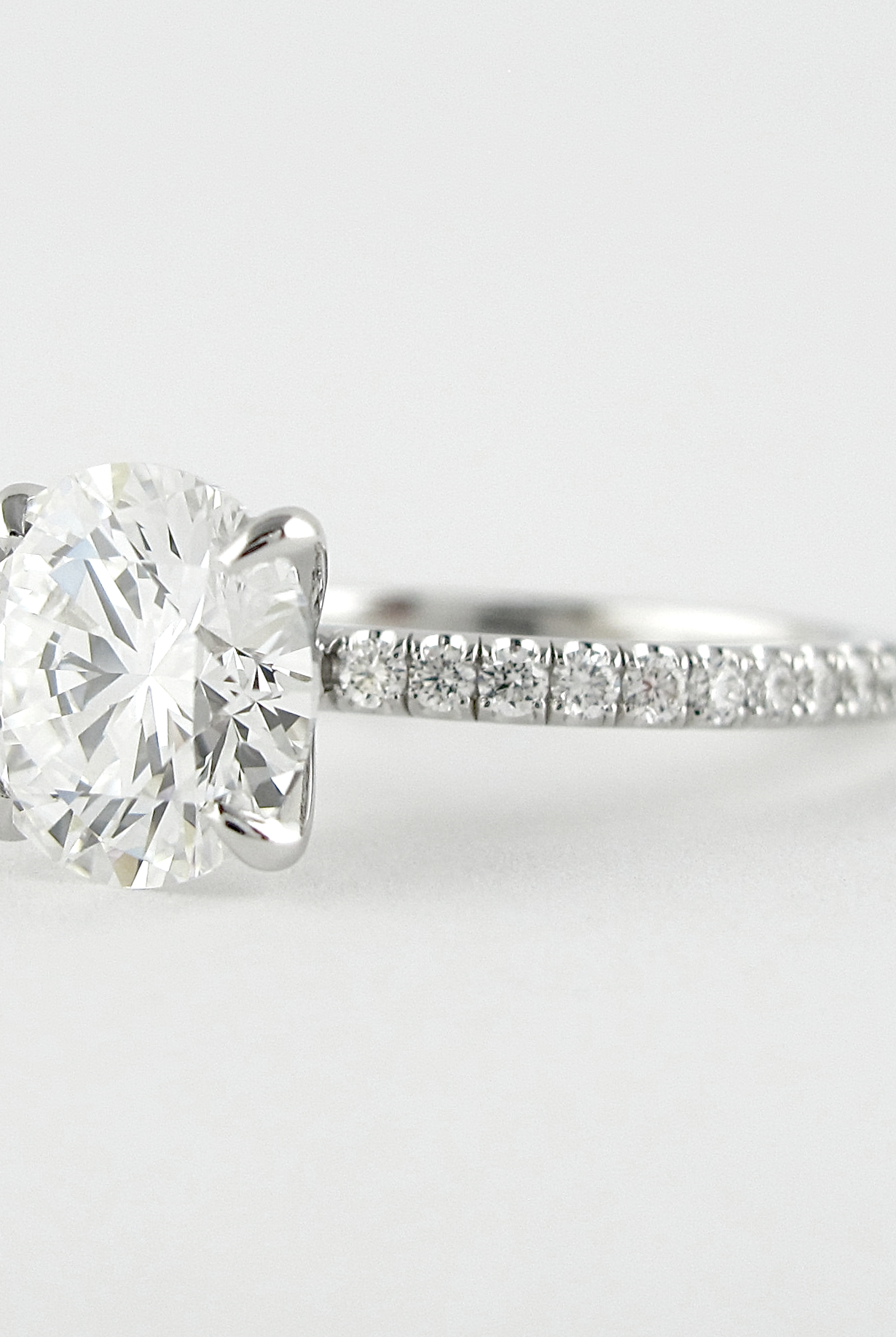 1.50CT Round Four Prong Moissanite Diamond Pave Engagement Ring