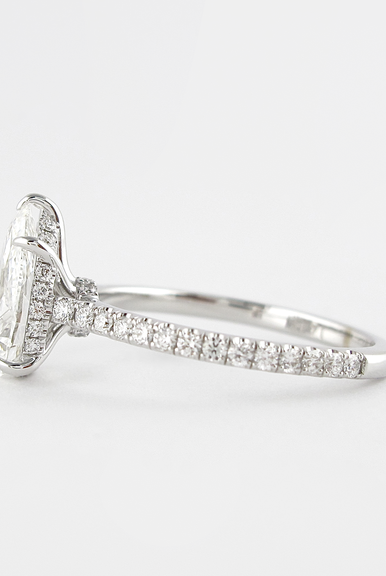1.50CT Pear Hidden Halo Moissanite Diamond Five Prong Engagement Ring