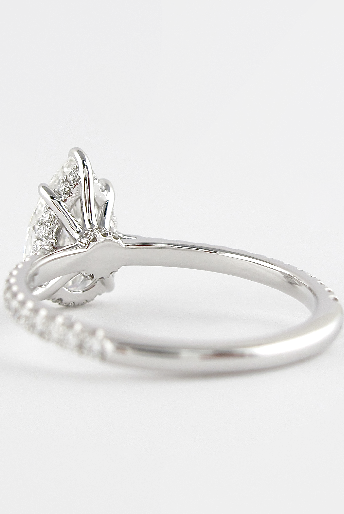 1.50CT Pear Hidden Halo Moissanite Diamond Five Prong Engagement Ring
