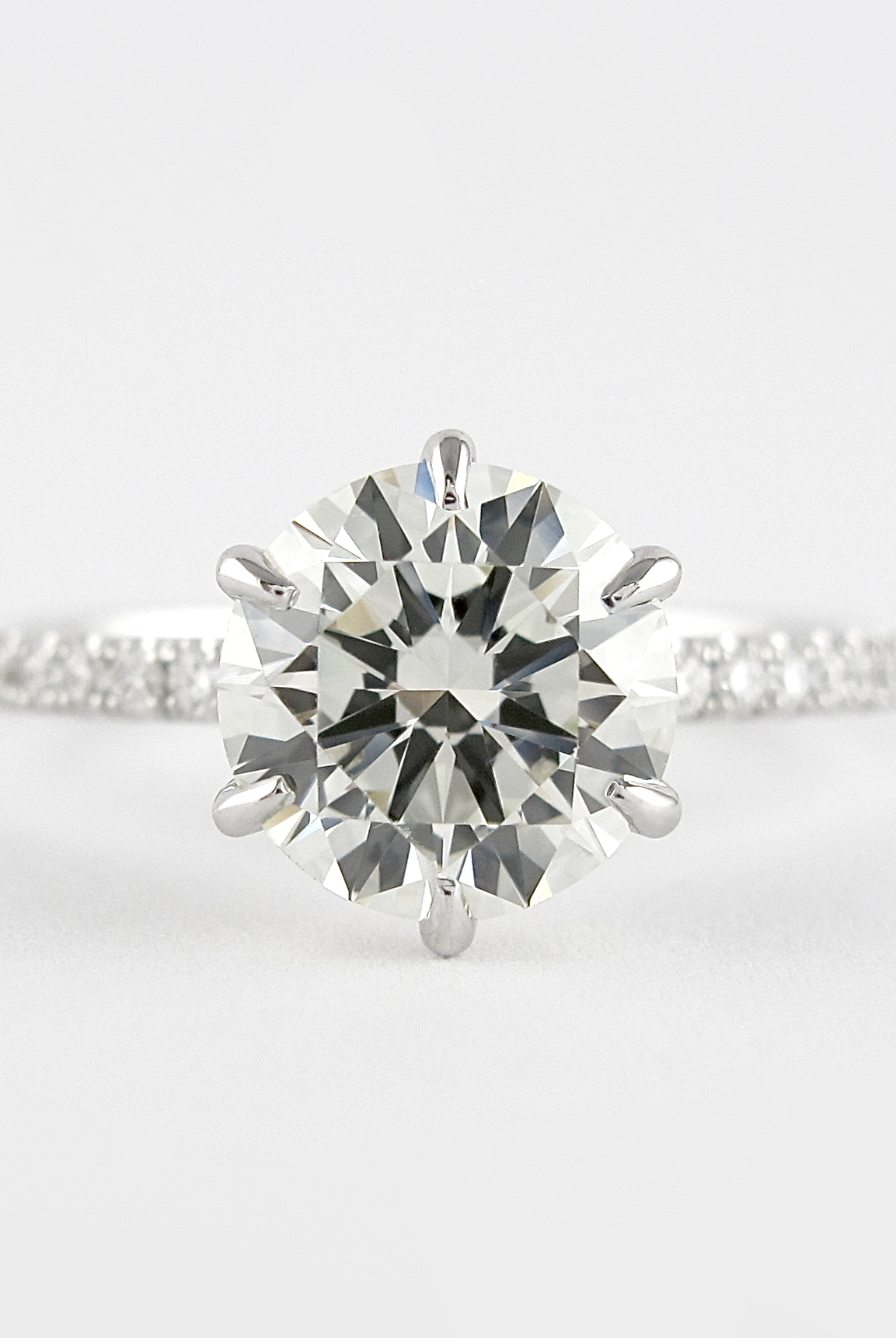 1.20CT Round Six Prong Moissanite Diamond Pave Engagement Ring