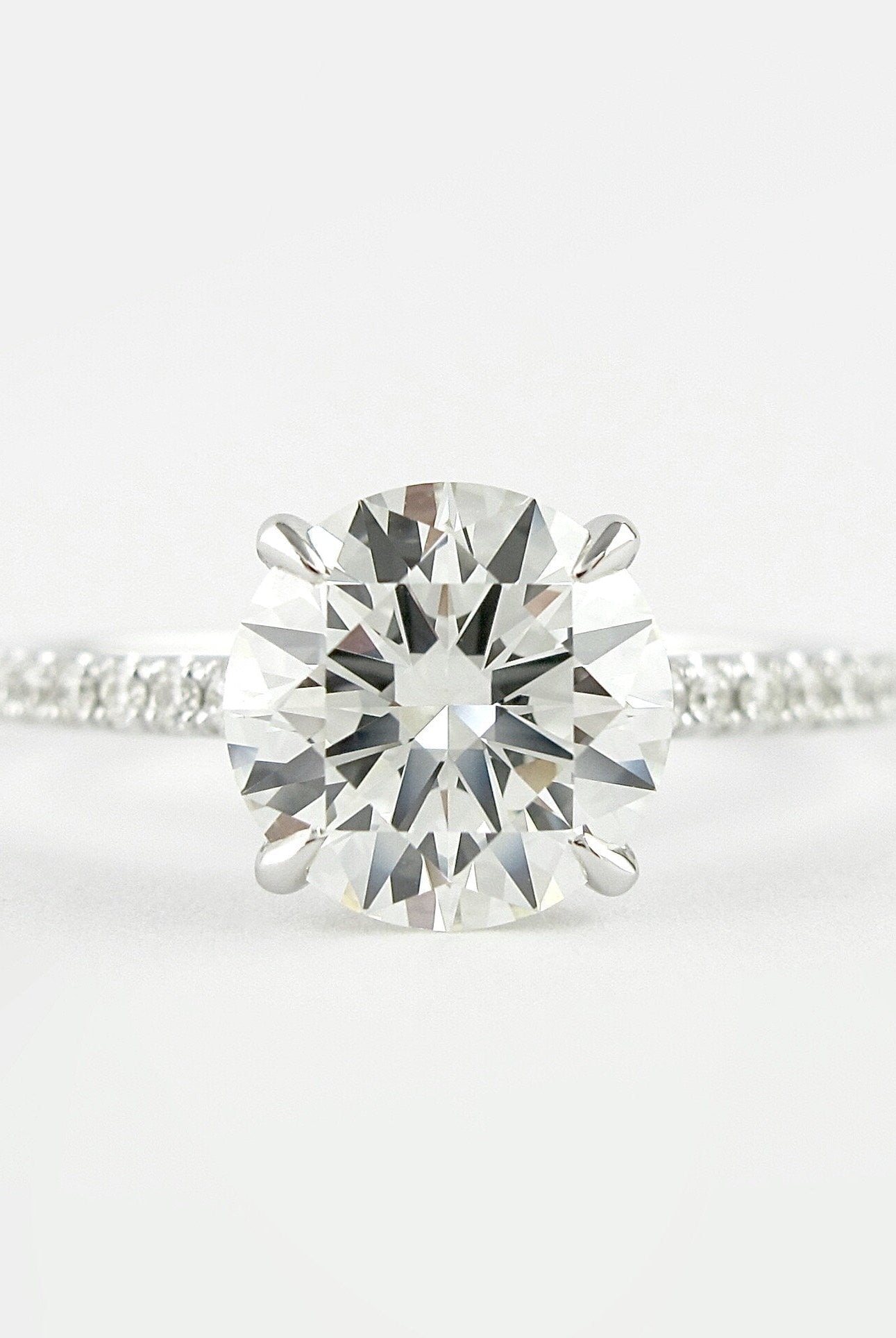 1.0CT Round Pave Moissanite Diamond Hidden Halo Engagement Ring