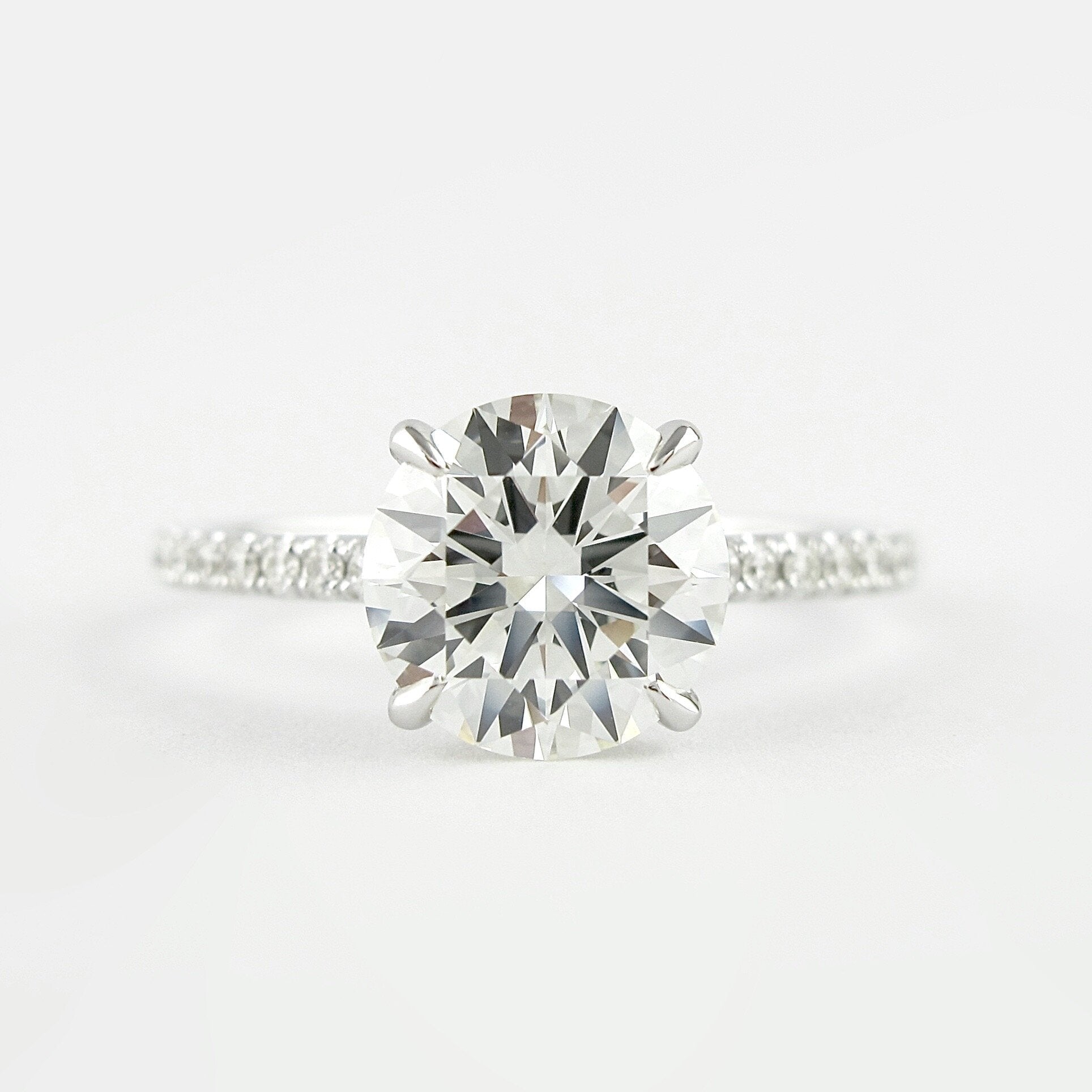 1.0CT Round Pave Moissanite Diamond Hidden Halo Engagement Ring