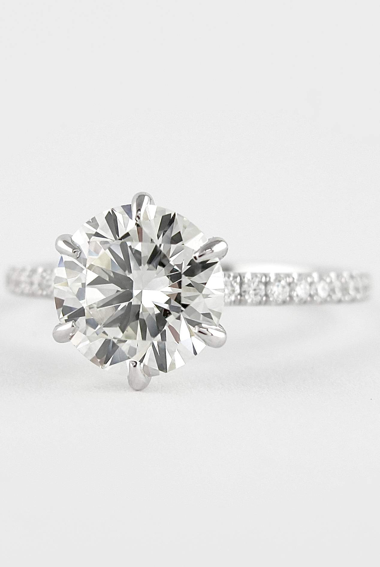 1.20CT Round Six Prong Moissanite Diamond Pave Engagement Ring