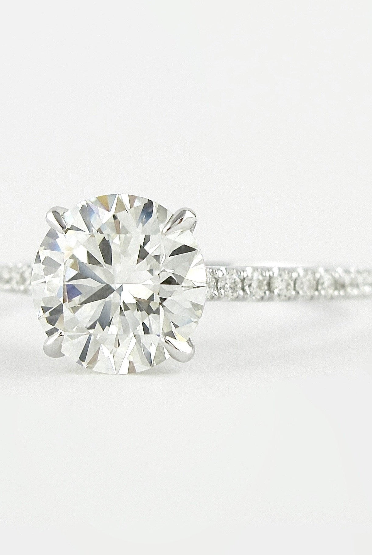1.0CT Round Pave Moissanite Diamond Hidden Halo Engagement Ring