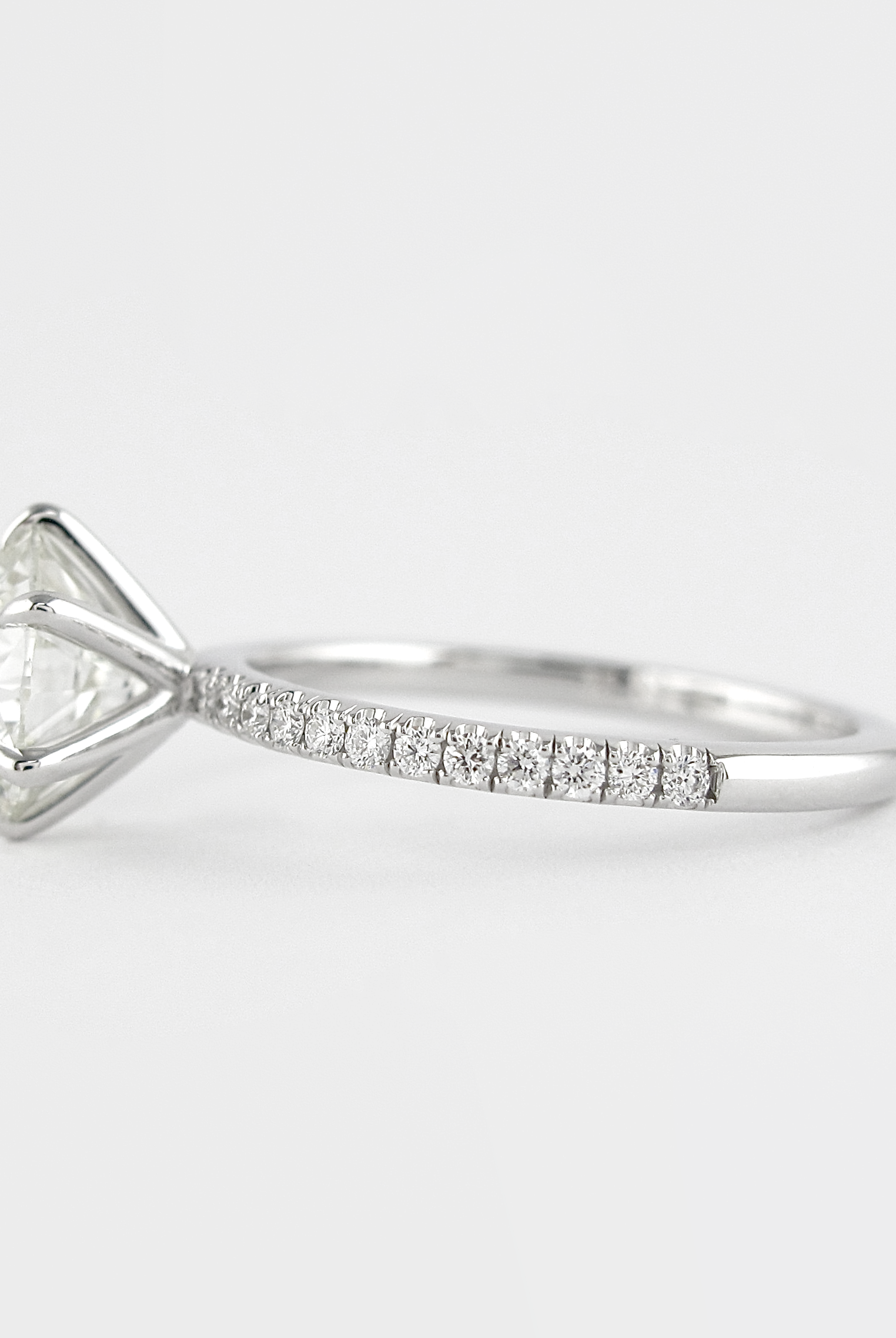 1.20CT Round Six Prong Moissanite Diamond Pave Engagement Ring
