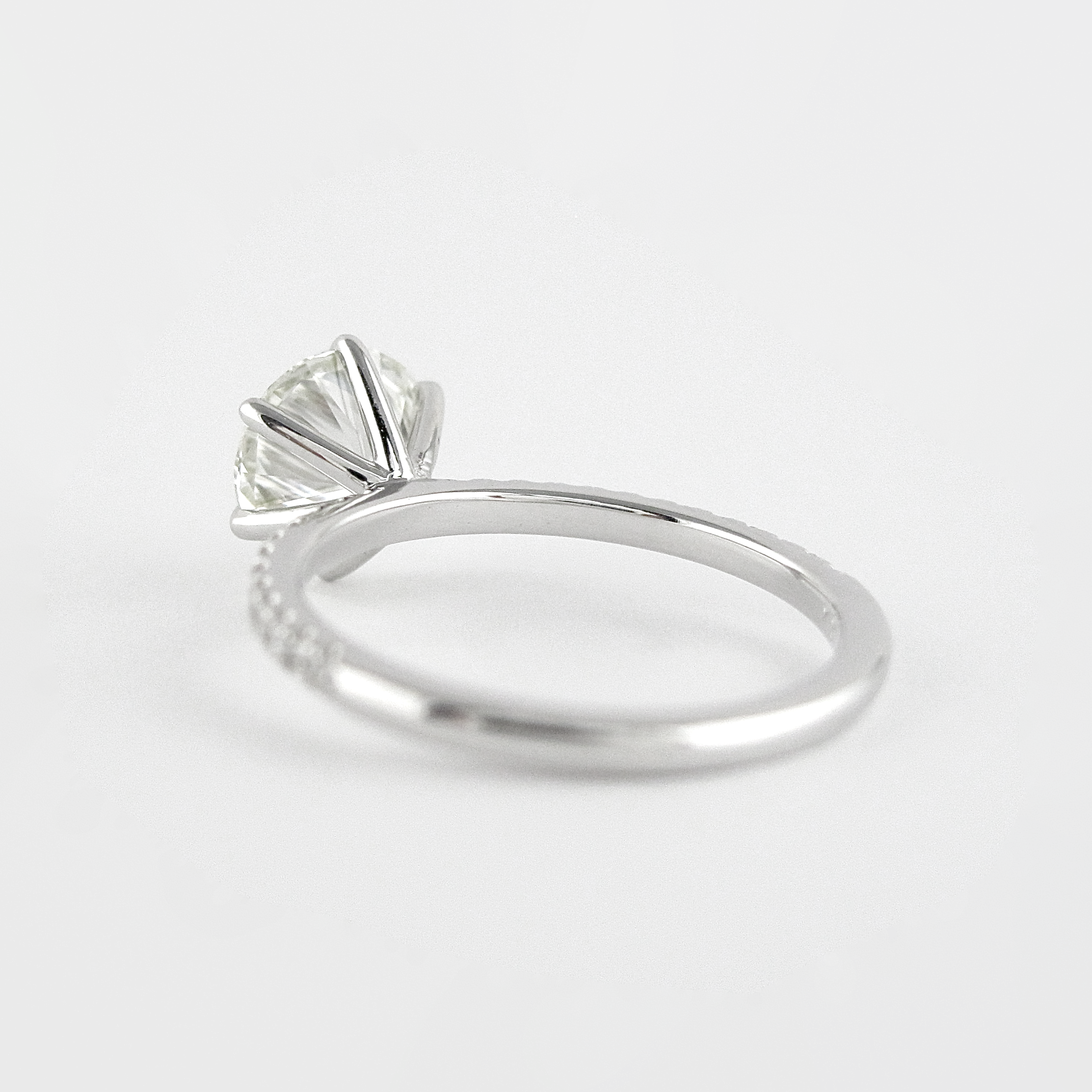 1.20CT Round Six Prong Moissanite Diamond Pave Engagement Ring