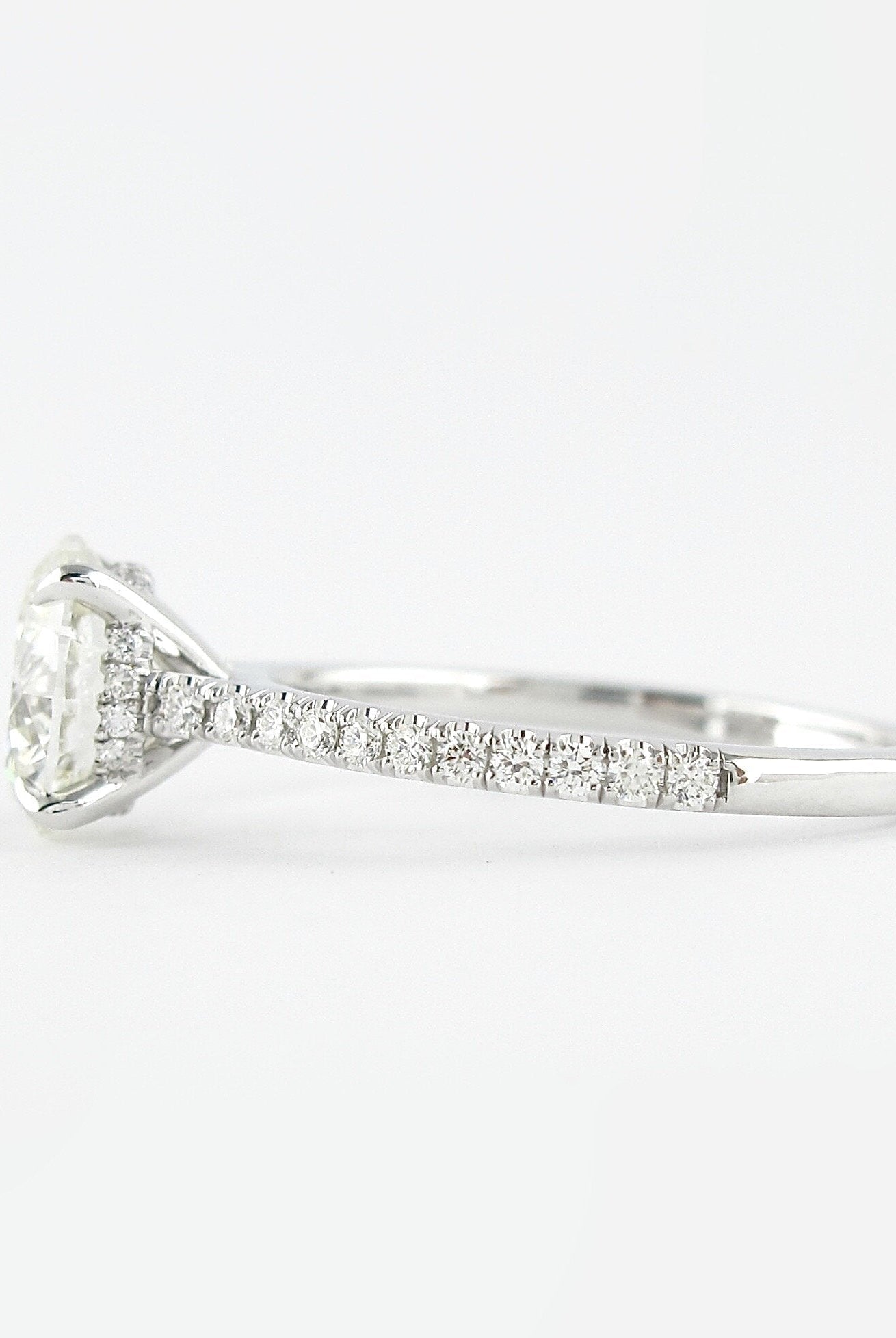 1.0CT Round Pave Moissanite Diamond Hidden Halo Engagement Ring