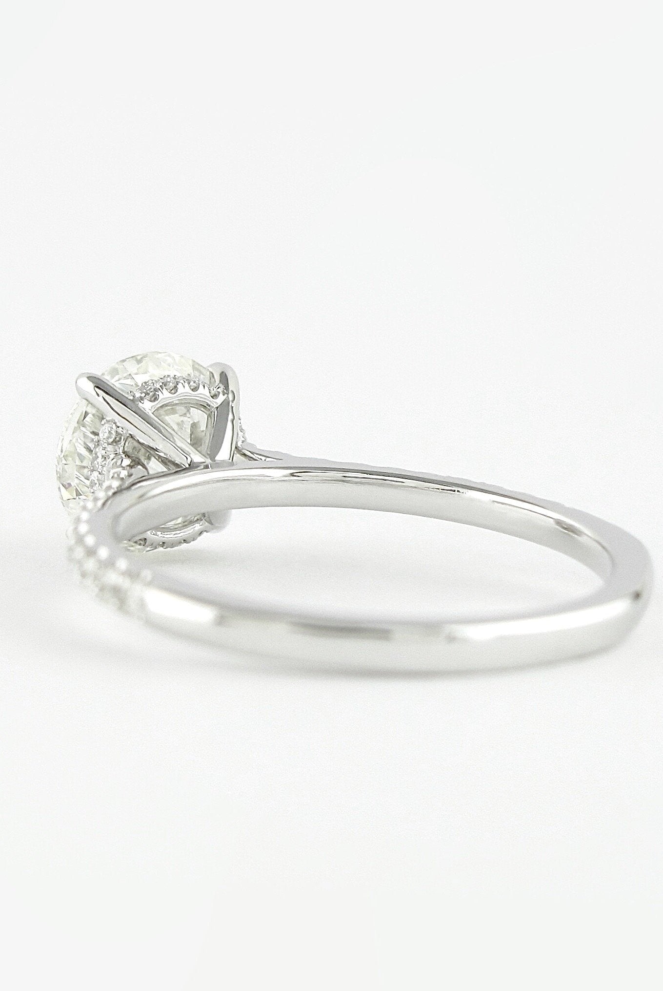 1.0CT Round Pave Moissanite Diamond Hidden Halo Engagement Ring