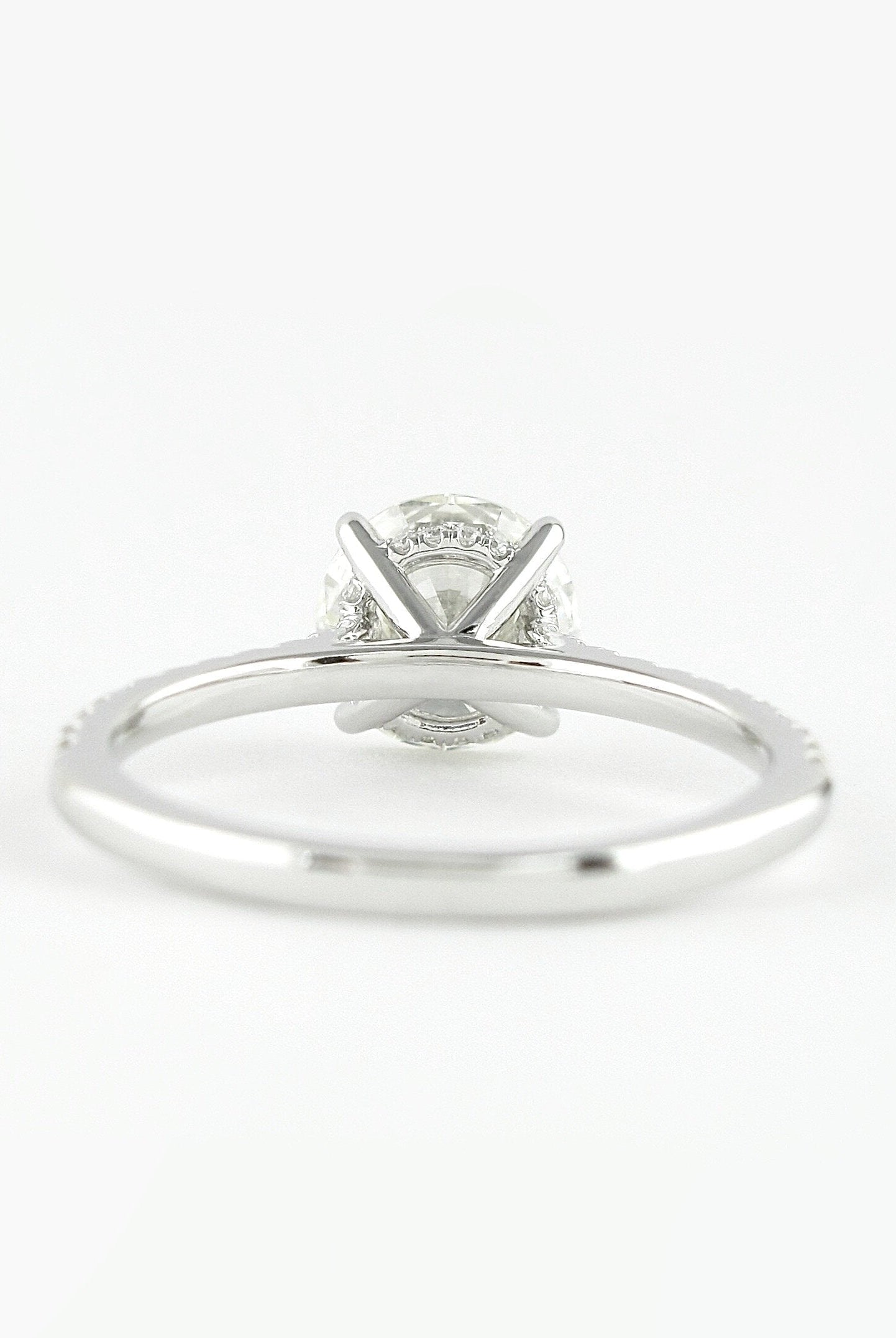 1.0CT Round Pave Moissanite Diamond Hidden Halo Engagement Ring