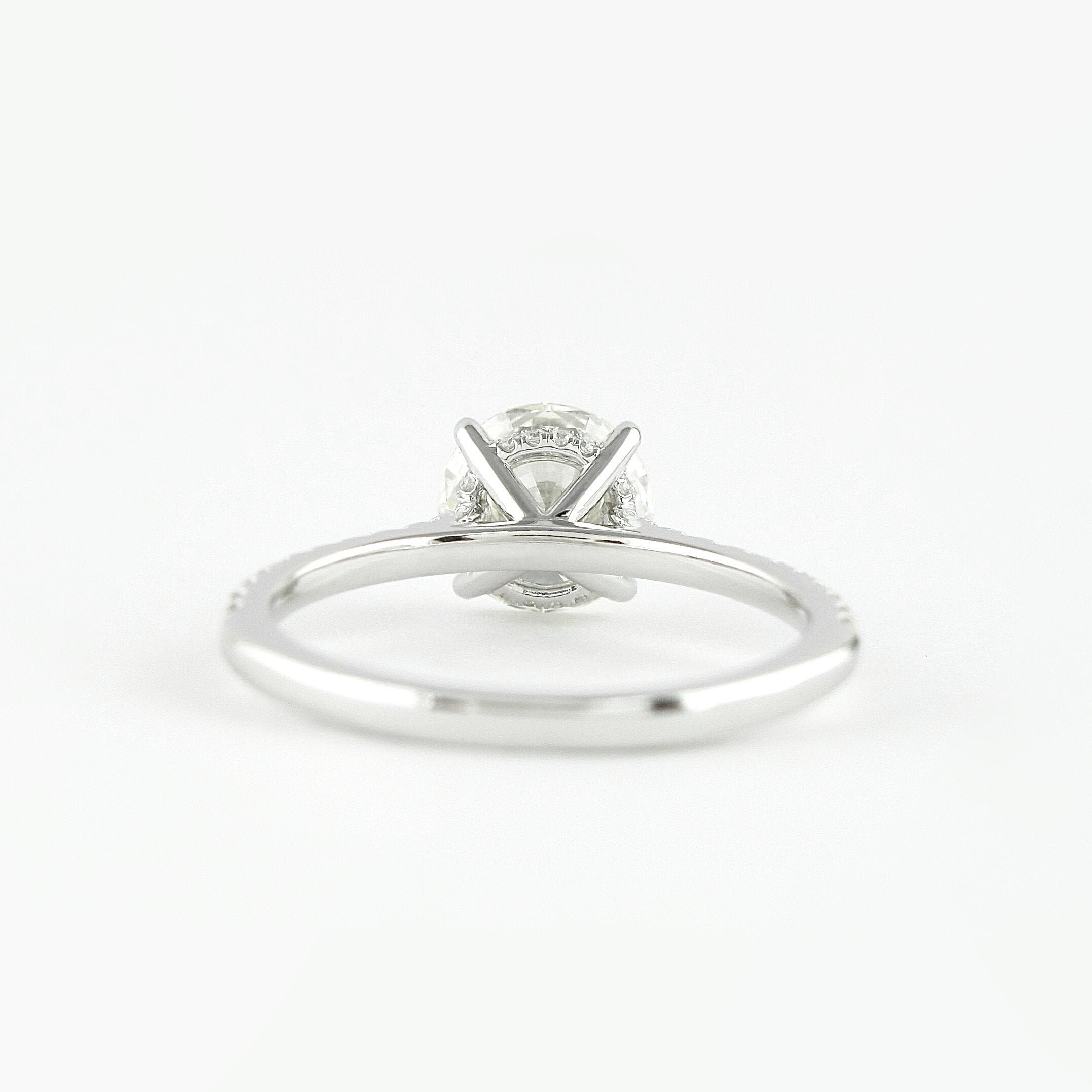 1.0CT Round Pave Moissanite Diamond Hidden Halo Engagement Ring