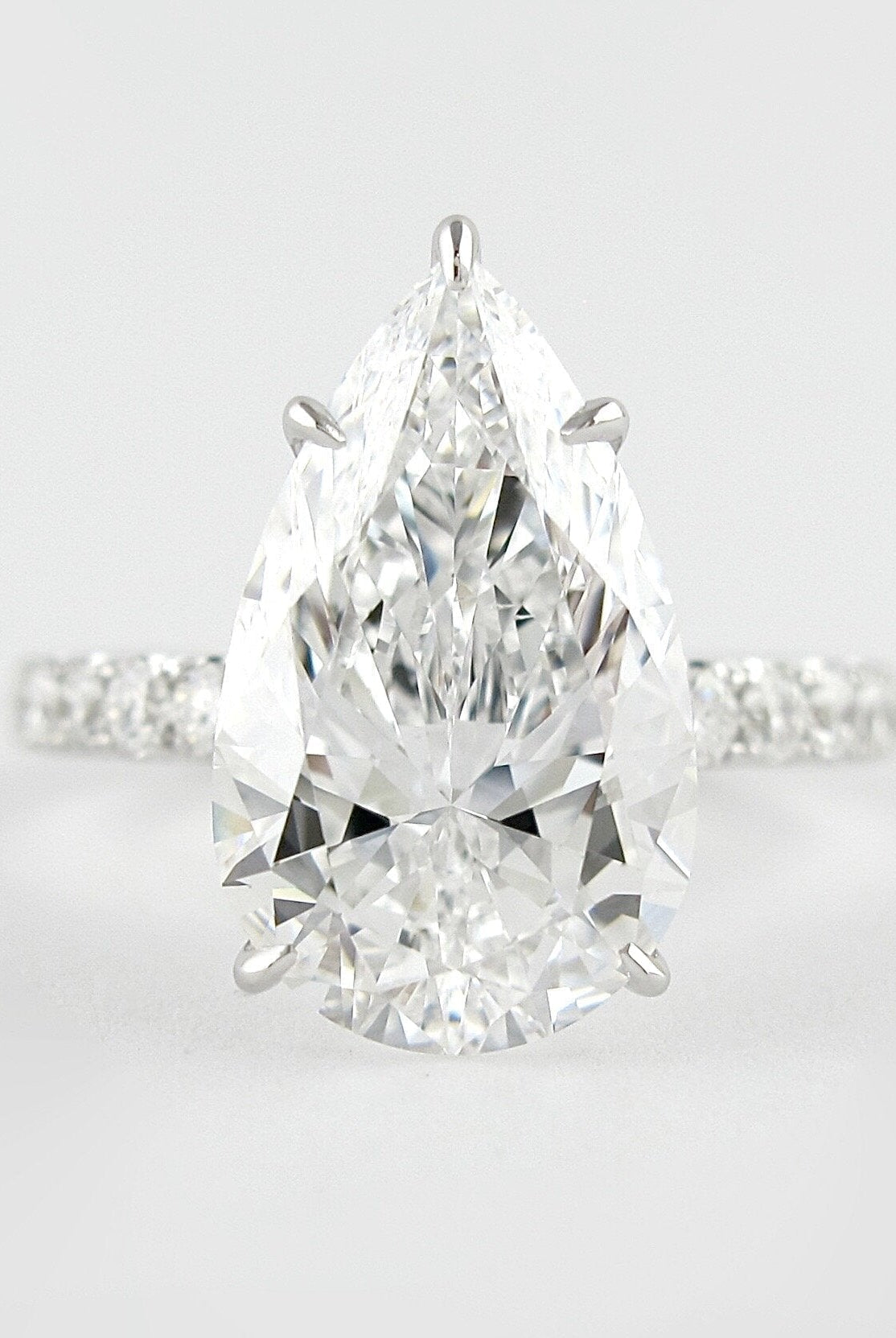 2.10CT Pear Hidden Halo Moissanite Diamond Pave Engagement Ring